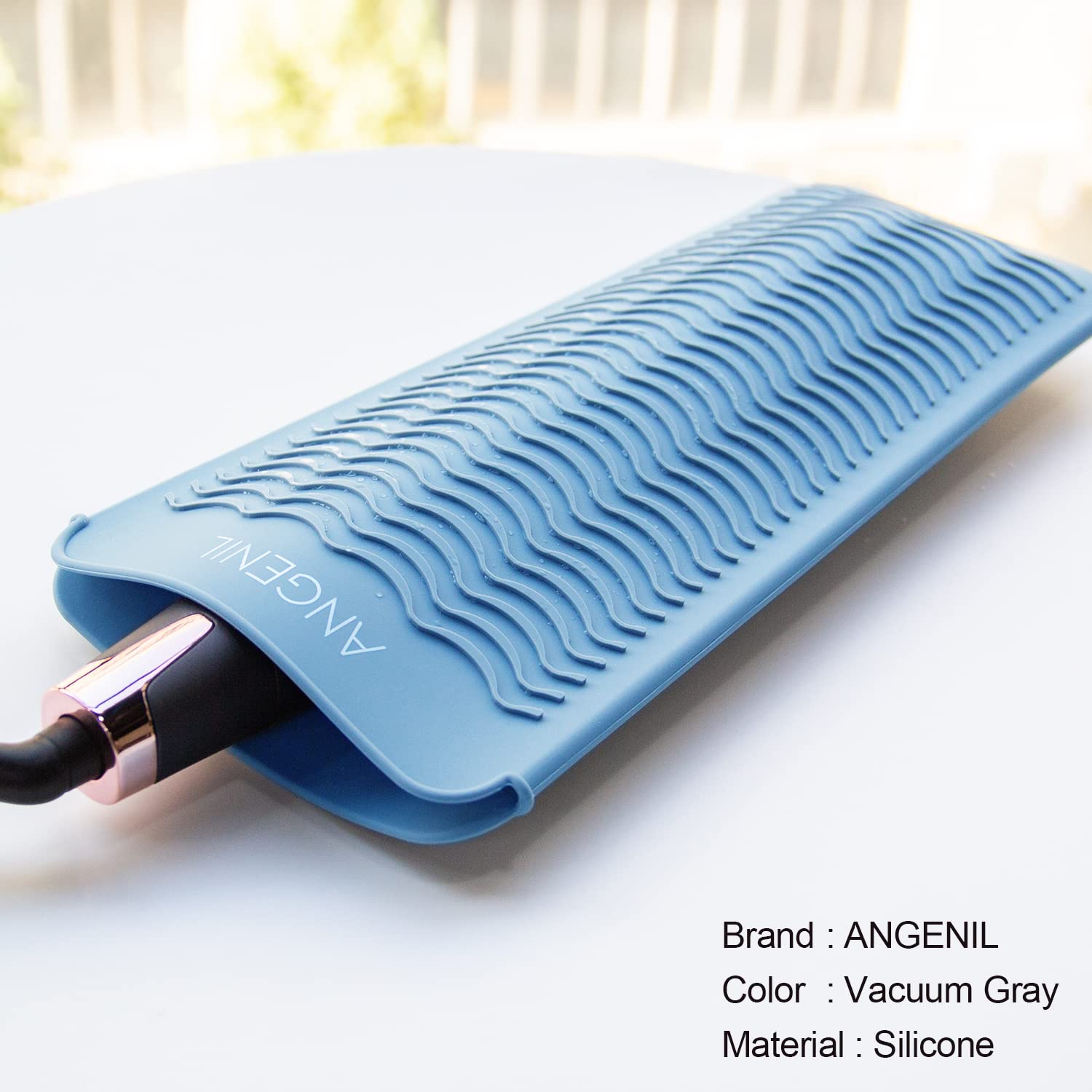 ANGENIL Heat Resistant Silicone Mat Pad Pouch For Travel Curling Iron Wand, Tourmaline Titanium Ceramic Portable Flat Iron, Hair