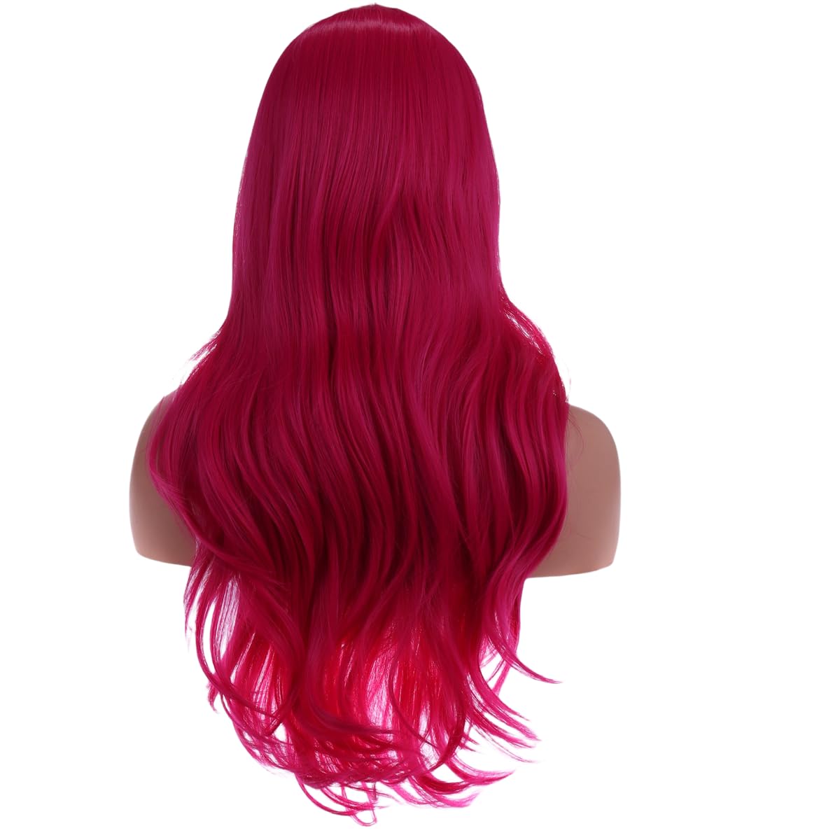 Wthcos Hot Pink Wig Long Curly Wavy Hair Wig For Women Girls Magenta Wig Middle Part Wig Heat Resistant Synthetic Hair Wigs For