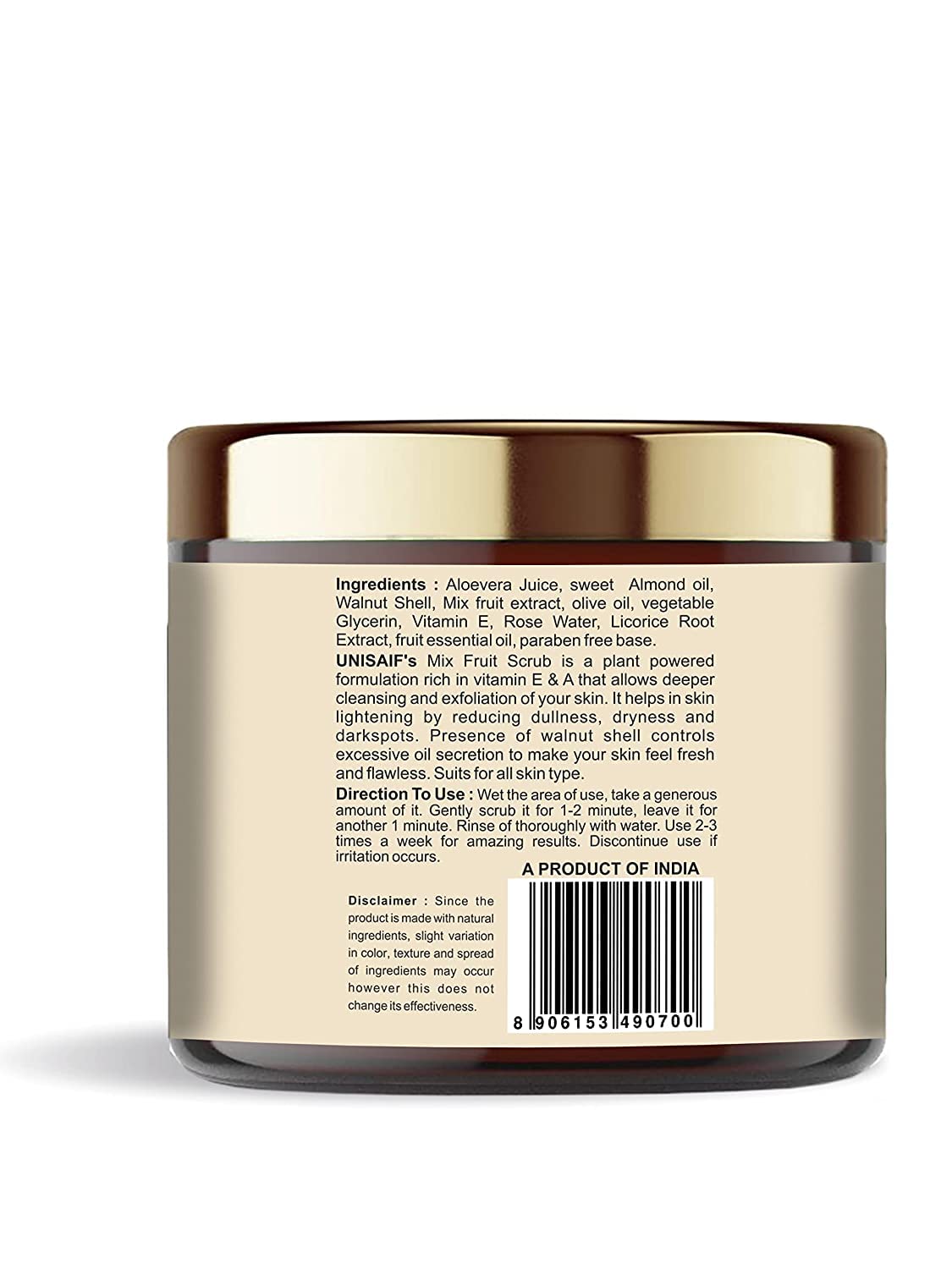 Unisaif Organic Mix Fruit Face Scrub - Face Exfoliator Body Scrub with Mix Fruit Extracts for Skin Toning | Detoxify | Openpores