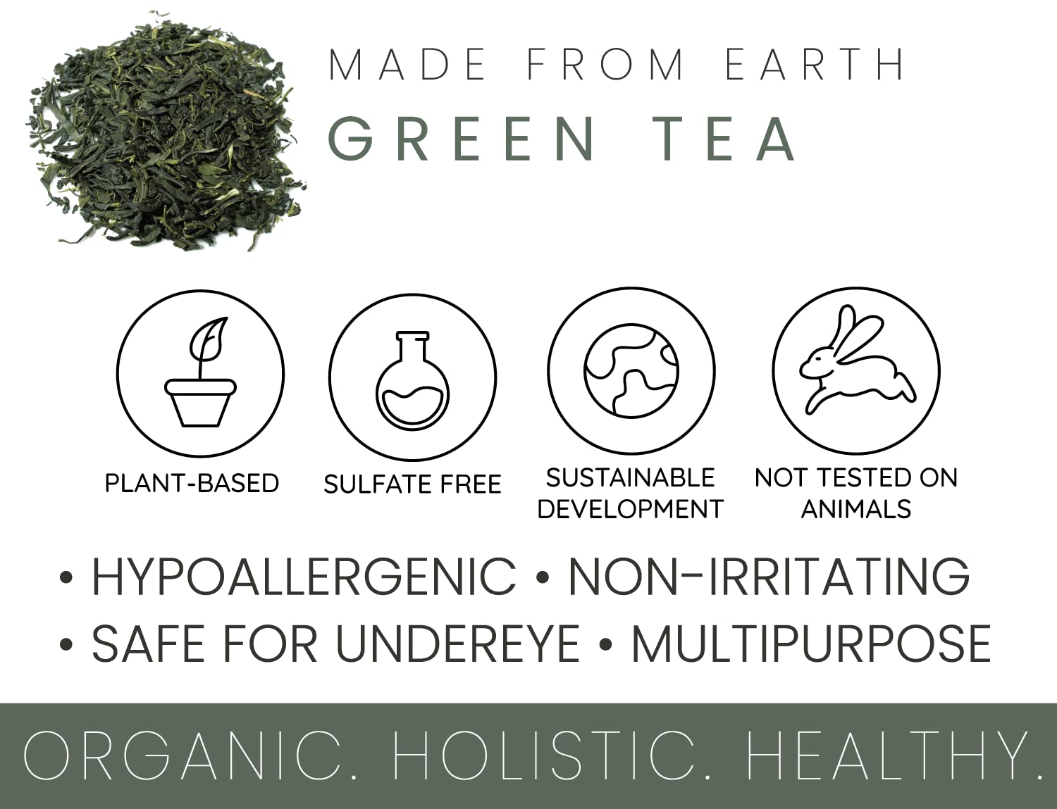 Made from Earth Green Tea Face Cleanser - Vitamin A, C and Plant Proteins for All Skin Types, 8 oz.