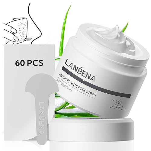 LANBENA Blackhead Nose Strips, 60pcs Deep Cleansing Peel-Off Mask, 1.03 Oz, Ivory