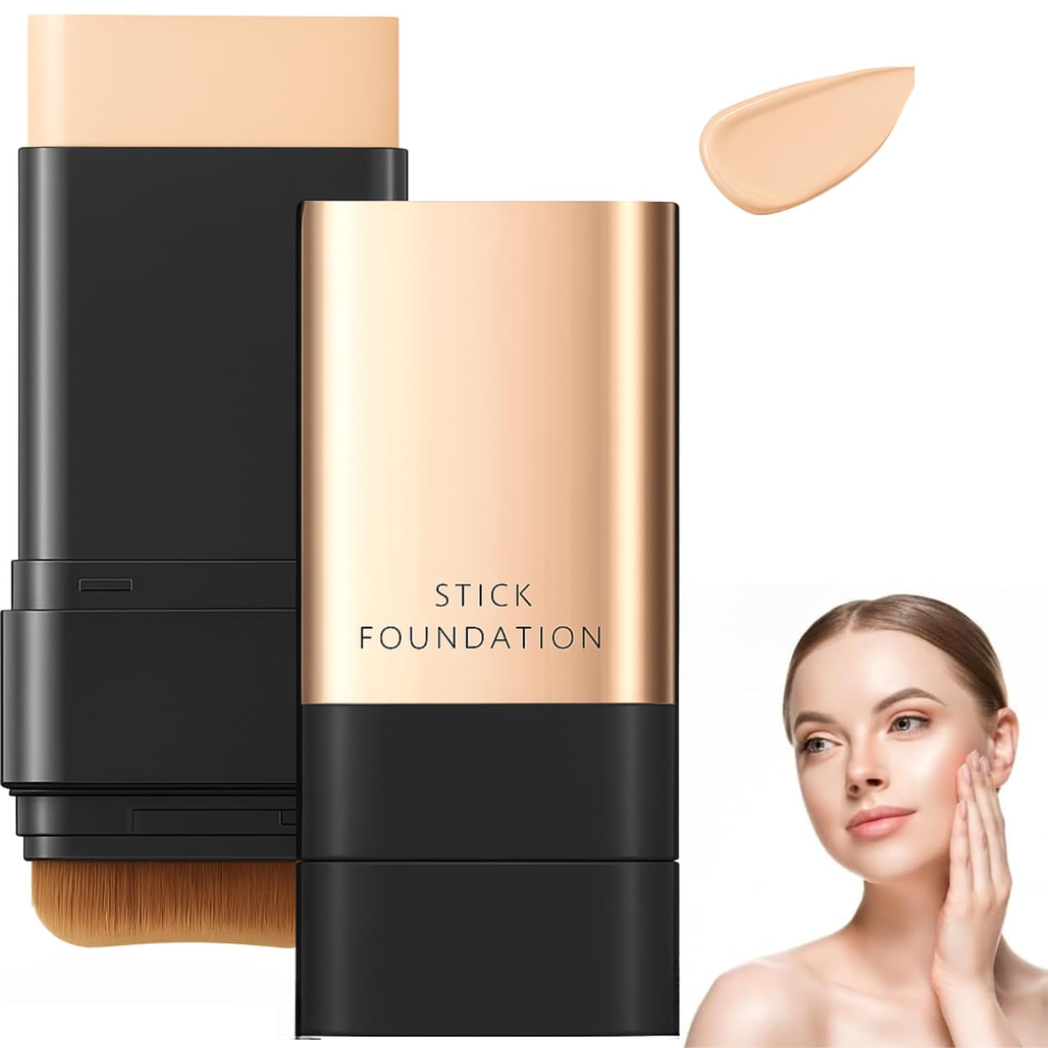 Zevesty 2 In 1 Korean AntiWrinkle Foudation Stick |Double Head LongLasting Face Make Up, Flawless Eraser Foundation Stick | Mu