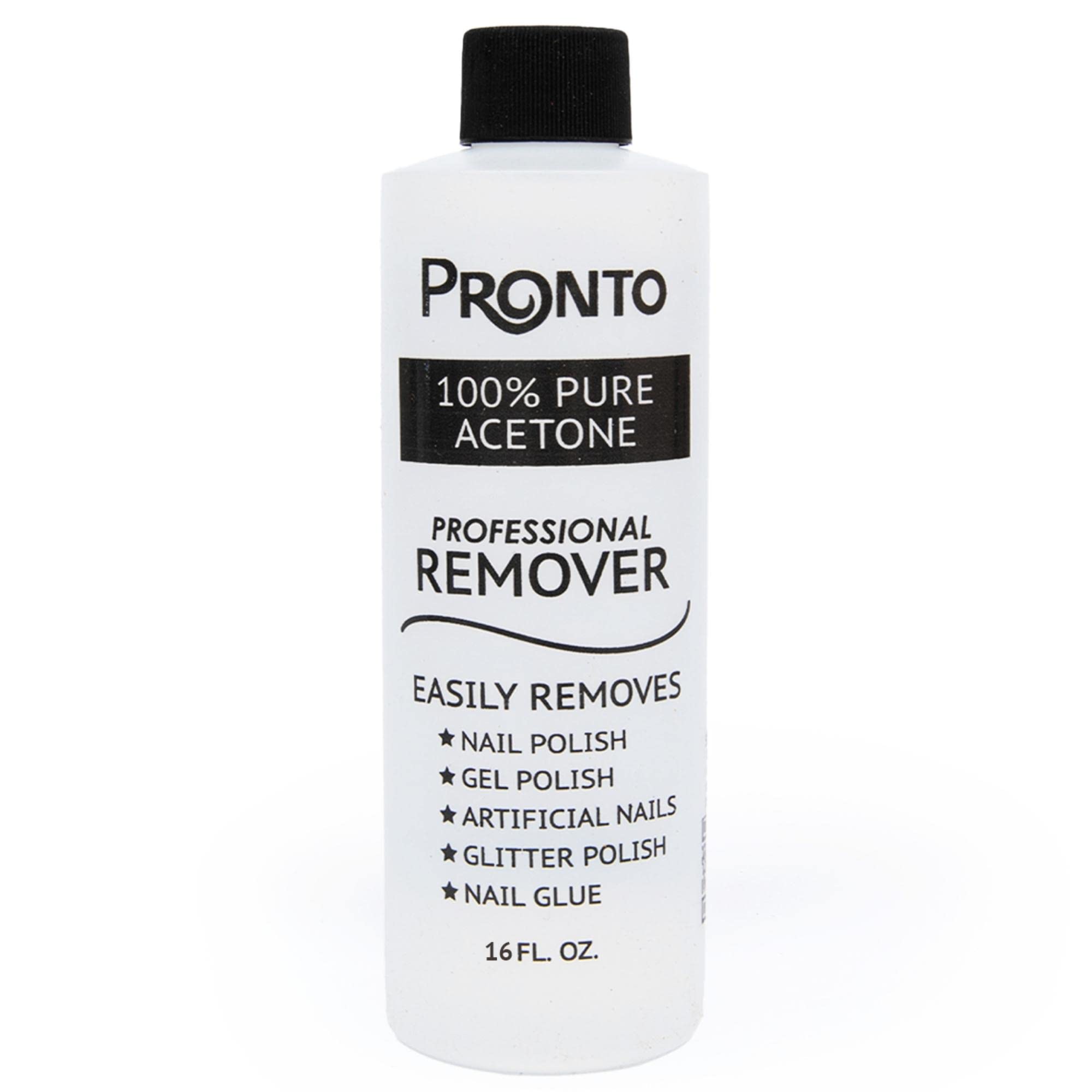 Pronto 100% Pure Acetone Gel Polish Remover - Removes Gel, Dip, Acrylic Nails & Glue - 16 Fl oz