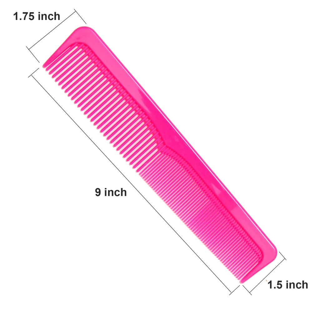 LUXXII 6 Pack - 9 Large Dressing Comb Colorful Styling Essentials Coarse/Fine Barber Comb SET