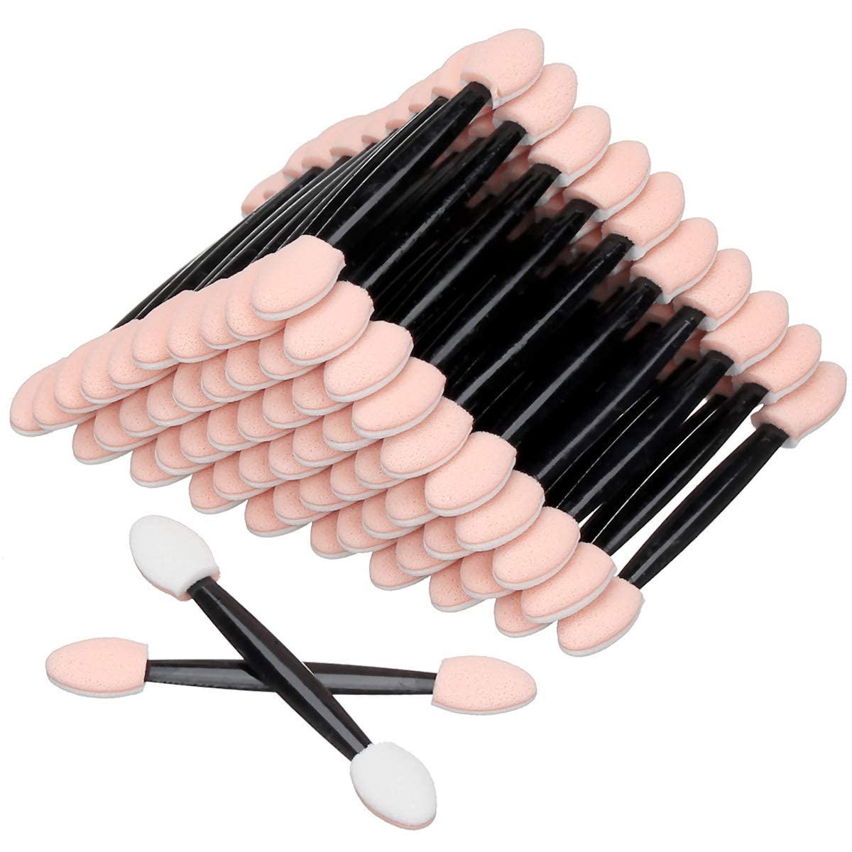 Akstore 30PCS Disposable Dual-Sided Eye Shadow Sponge Applicators Makeup Brushes - Black