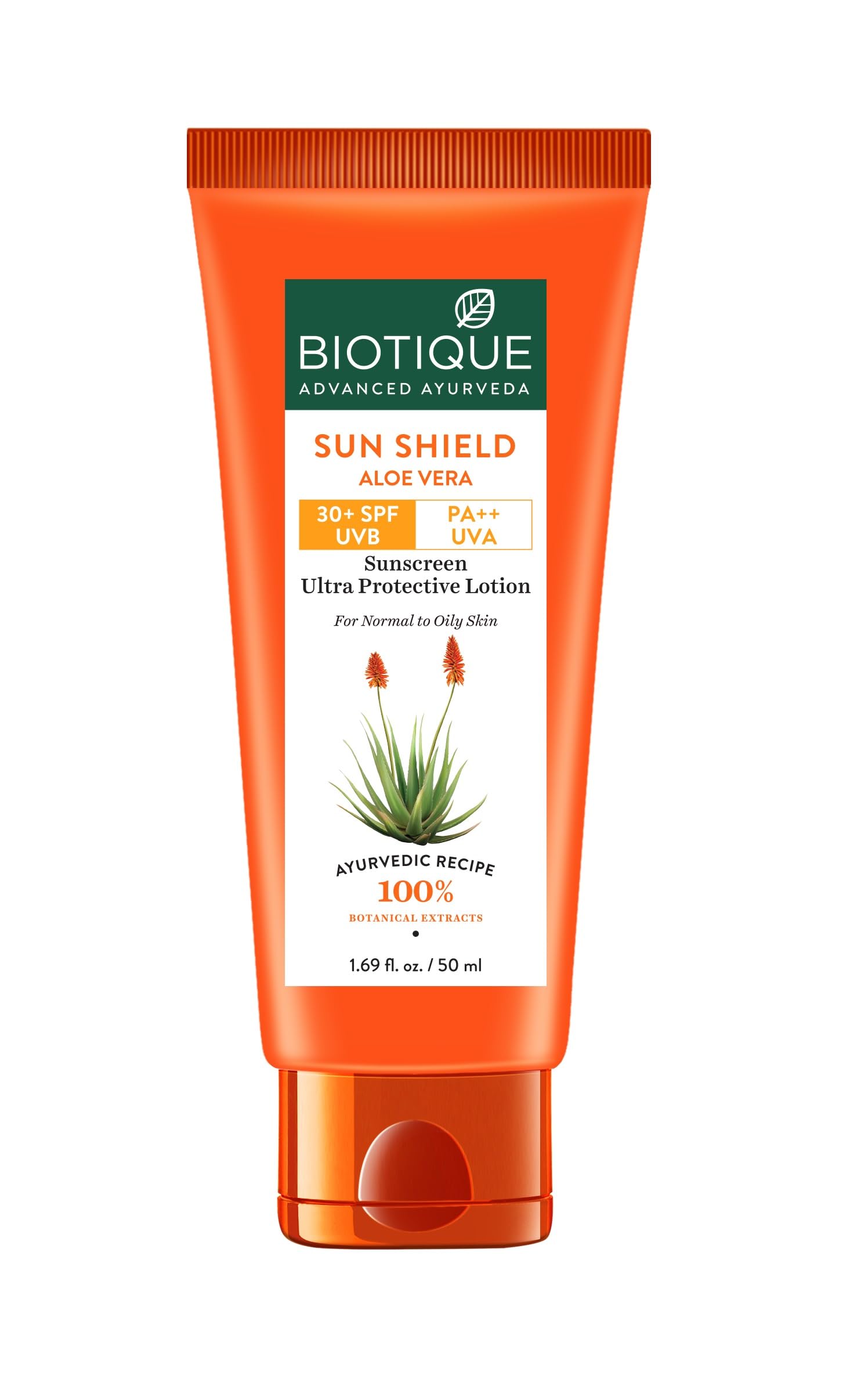 Biotique Sun Shield Aloe Vera 30+ SPF Sunscreen Ultra Soothing Lotion, 50ml