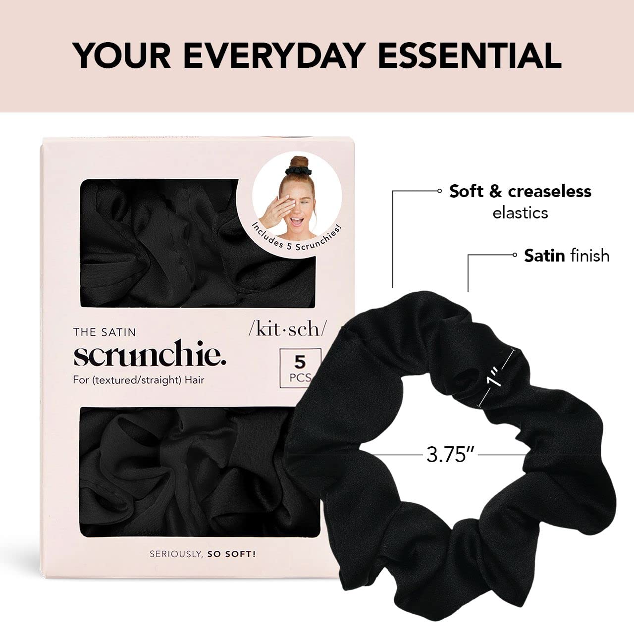Bridgerton x Kitsch Satin Hair Scrunchies for Women - Softer Than Silk Scrunchies for Hair | Satin Scrunchies for Girls | Silk H