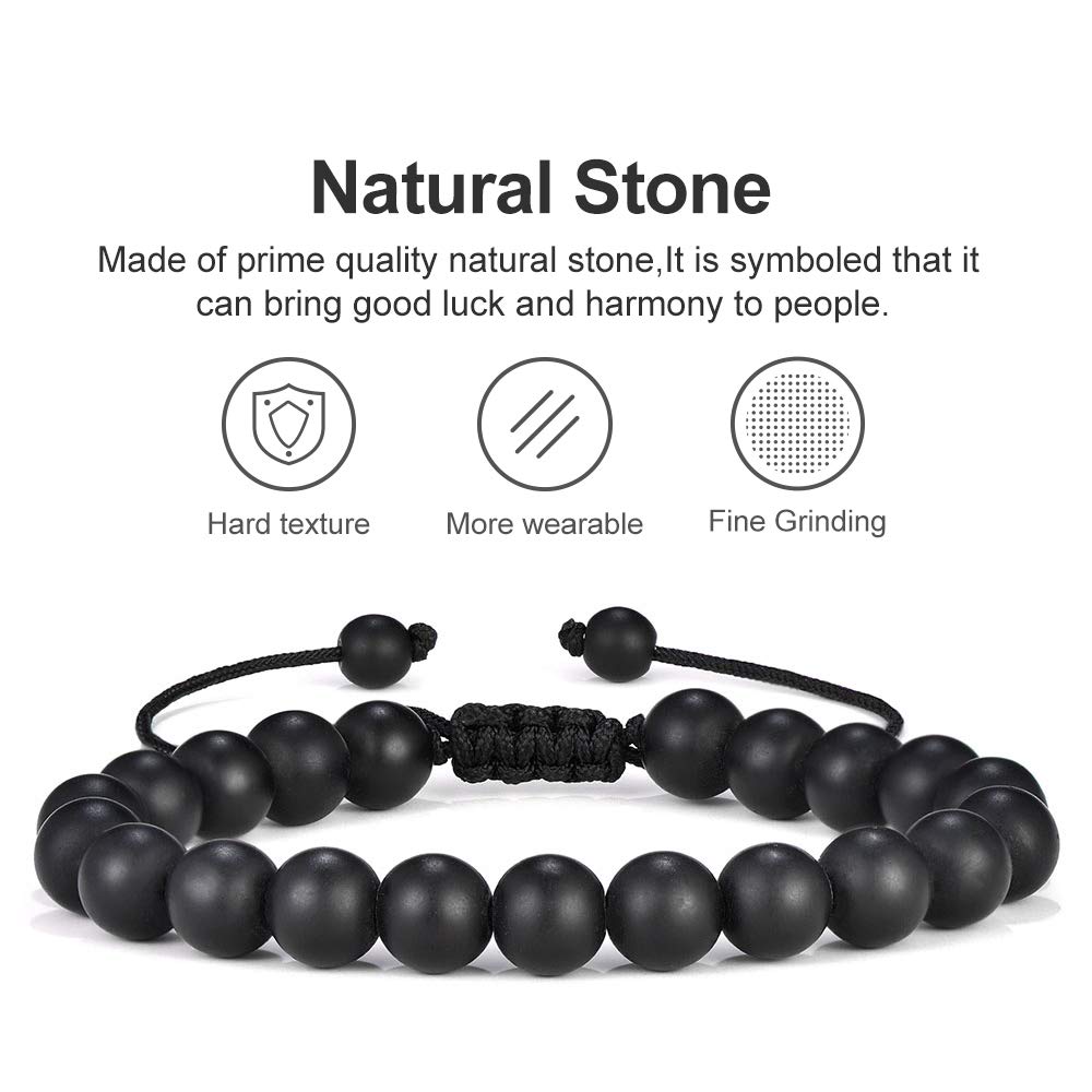 Dad Christmas Gifts Mens,Women Bracelet, Natural Black Lava Rock Stone Anxiety, Adjustable Aromatherapy Essential Oil Diffuser H