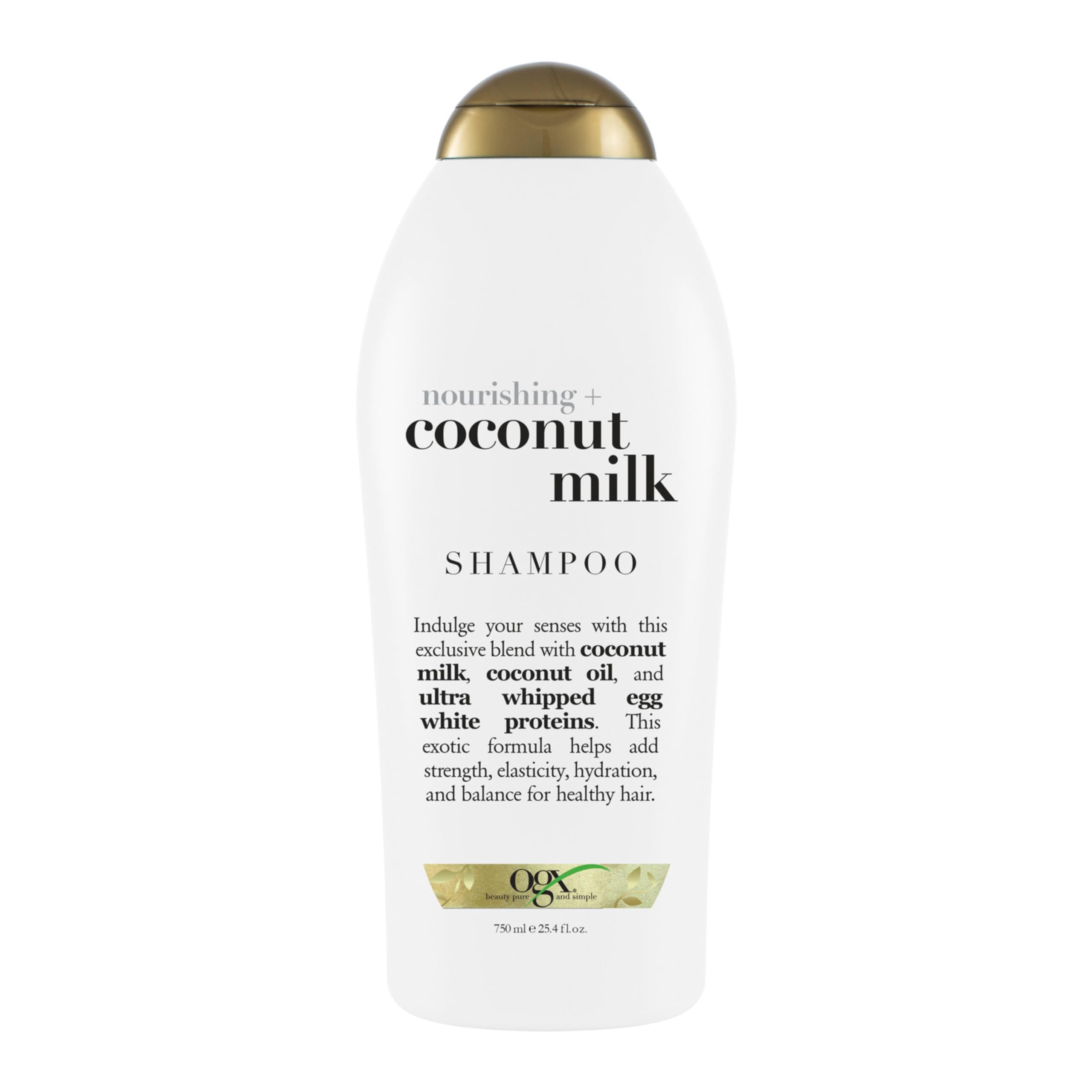 Ogx Nourishing Coconut Milk Shampoo For Strong, Healthy Hair - With Coconut Oil, Egg White Protein, Sulfate & Paraben-Free - 25.