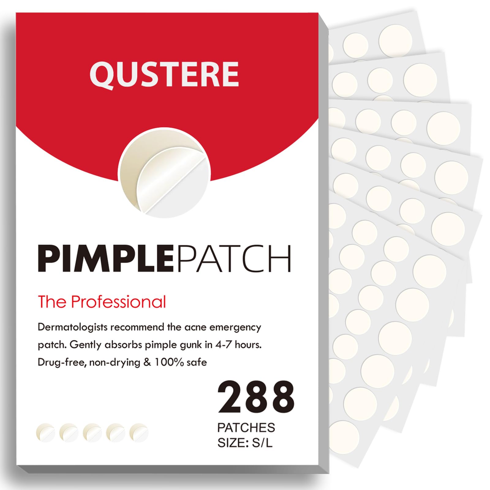 QUSTERE Pimple Patches for Face, Hydrocolloid Acne Patches, Cute Round Shape Zit Covers, Spot Stickers with Tea Tree, Salicylic 