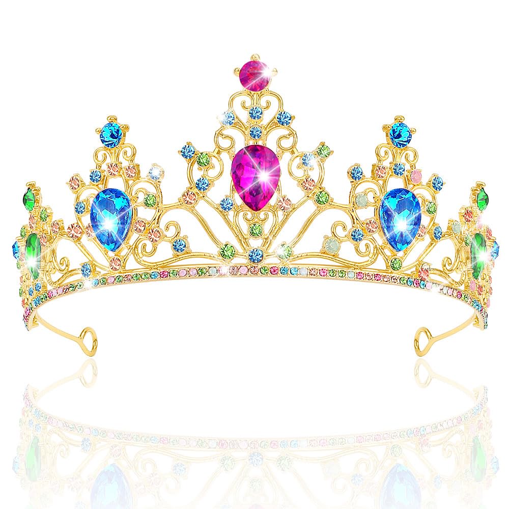 AHONEY Princess Tiara and Crown for Women, Crystal Crown Rhinestone Princess Peach Tiaras for Crown for Birthday Prom Halloween 