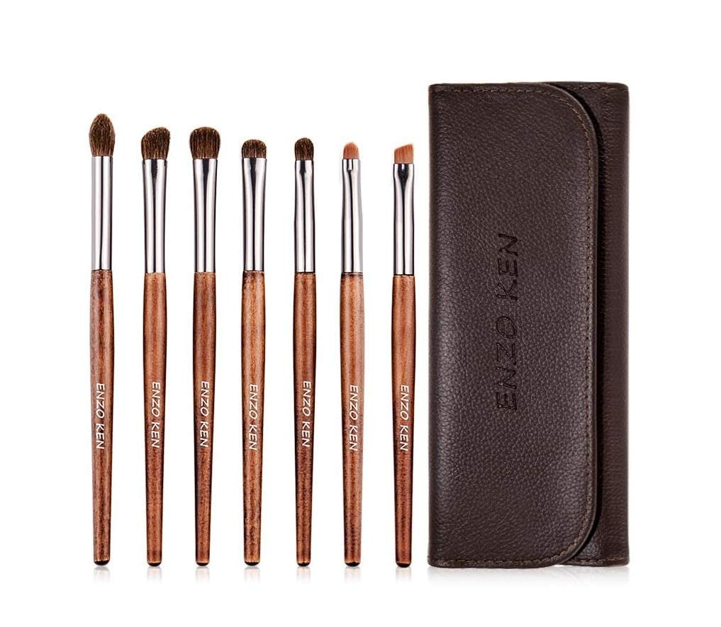 Enzo Ken Natural Pony Hair Eye Shadow Brush Set, Small Eyeshadow Brushes Set, Eye Makeup Brushes Set Professional, Small Nose Co