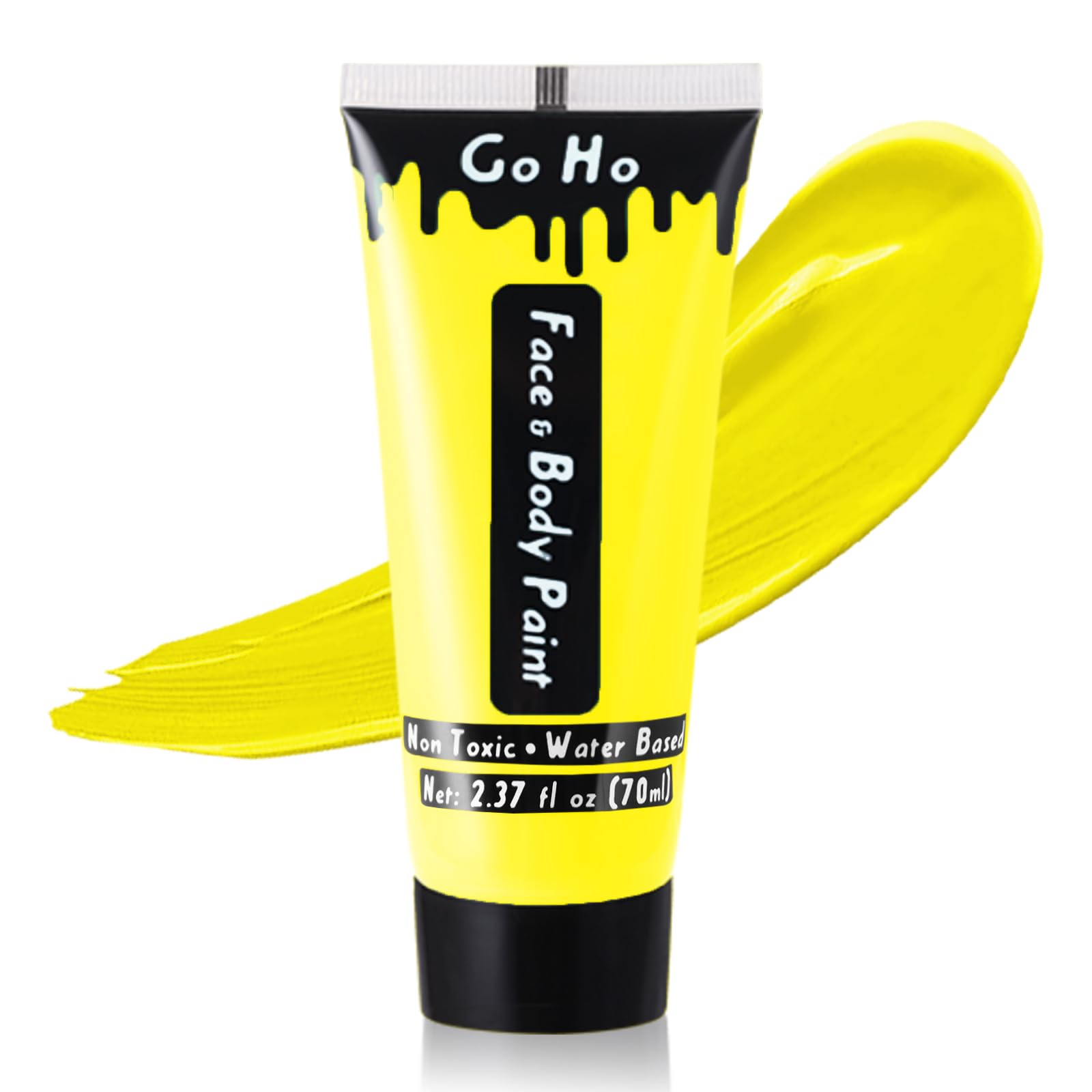 Go Ho Yellow Body Paint Washable(2.37 Oz,70 Ml),Water Based Cream Full Yellow Face Body Paint For Sfx Cosplay Costumes Festivals