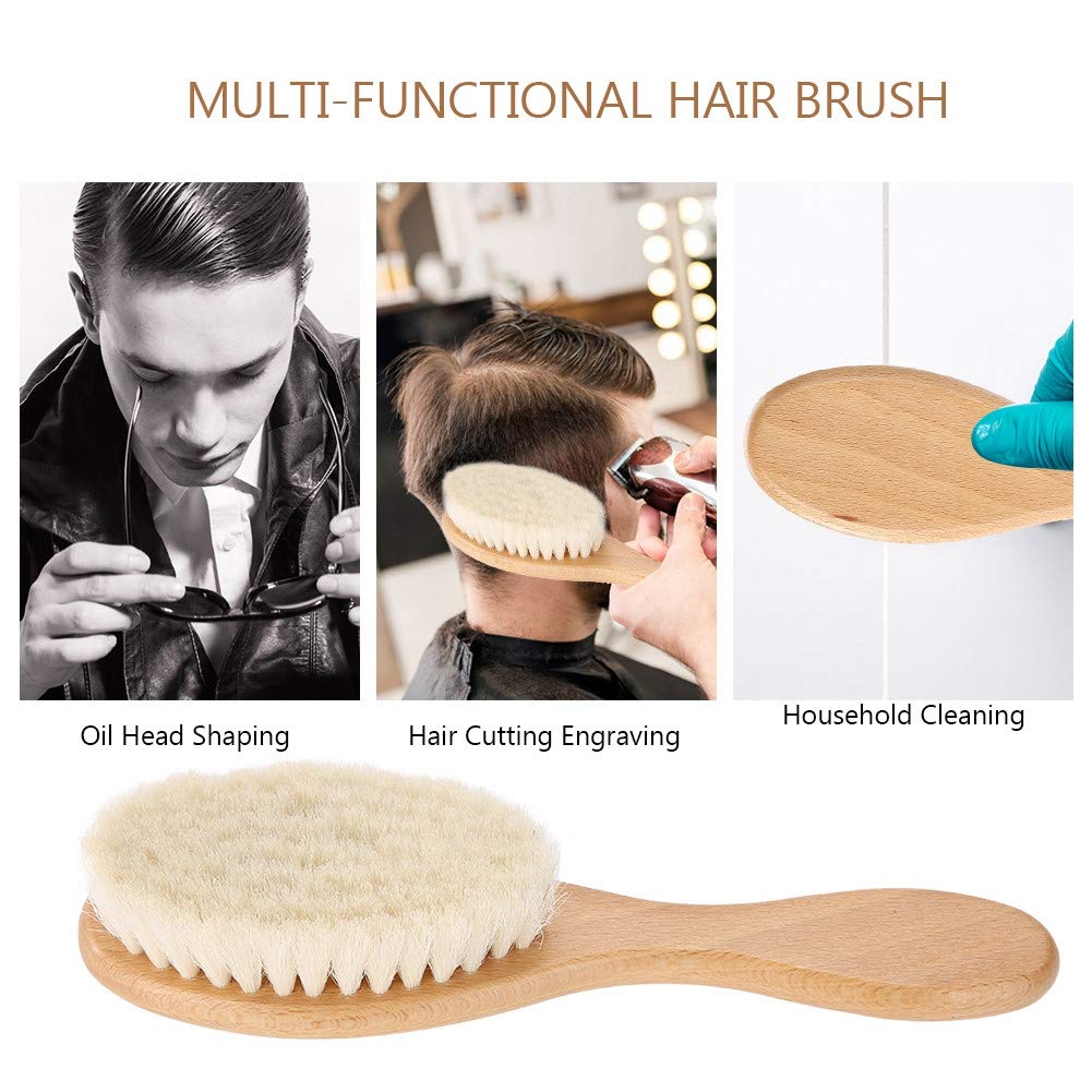 Sonew Goat Hair Brush, Oblong Wooden Handle Retro Oil Head Brush with Non Slip Eco Friendly Hairbrush for Men Women Baby Oily Ha