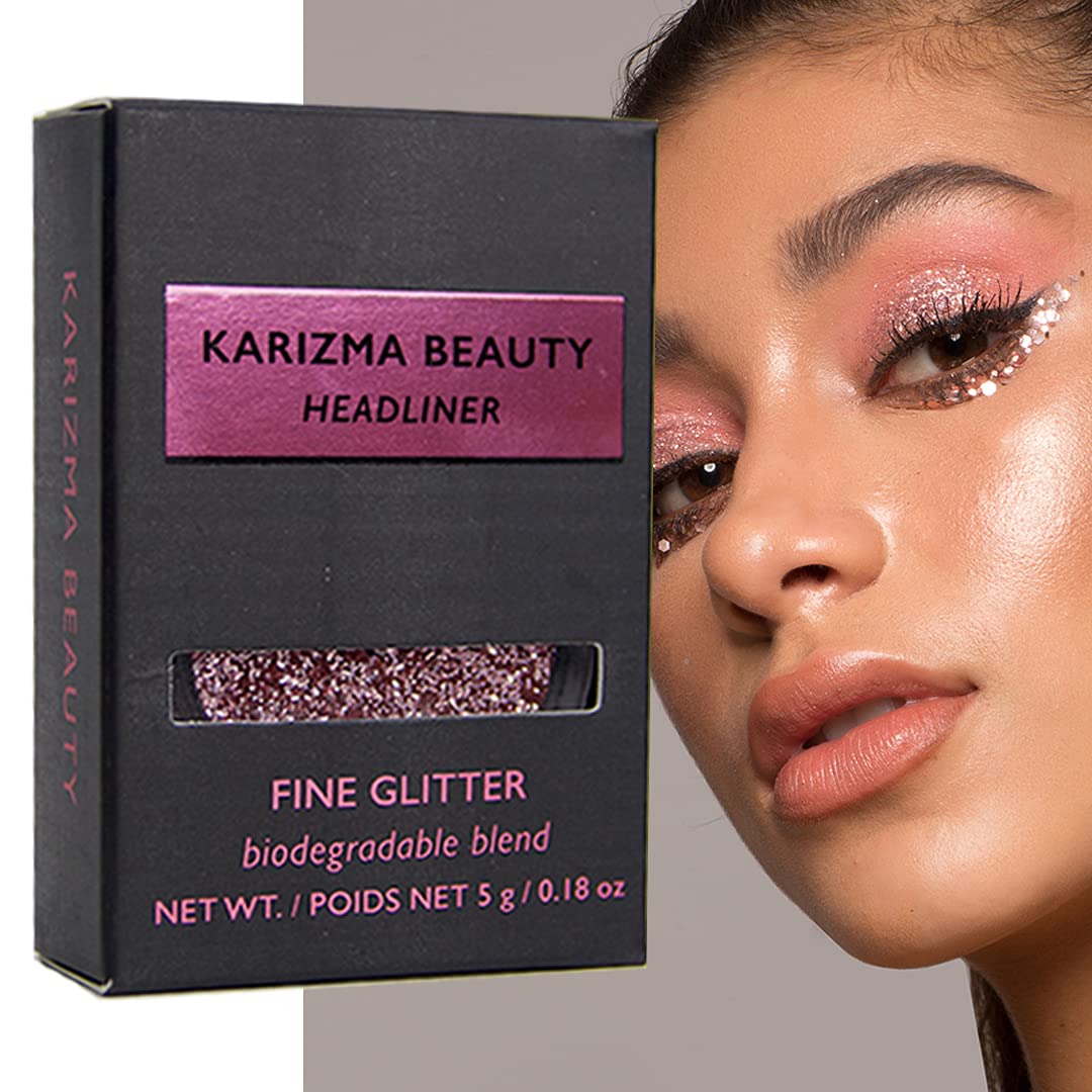 Headliner Glitter Eyeshadow Biodegradable // Karizma Beauty Baby Pink Bio Glitter Eco Glitter Face Glitter Loose Eyeshadow