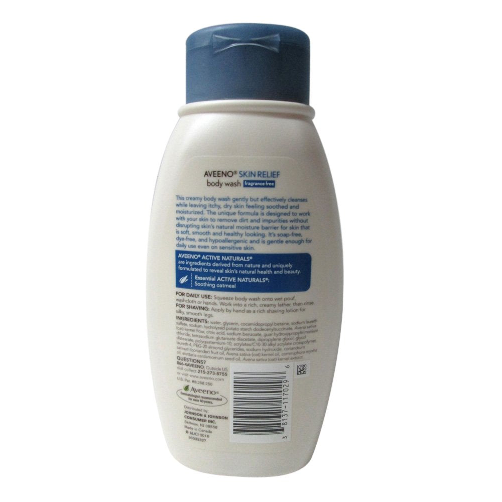 Aveeno Active Naturals Skin Relief Body Wash, Fragrance Free, 12 Ounce (Pack Of 3)
