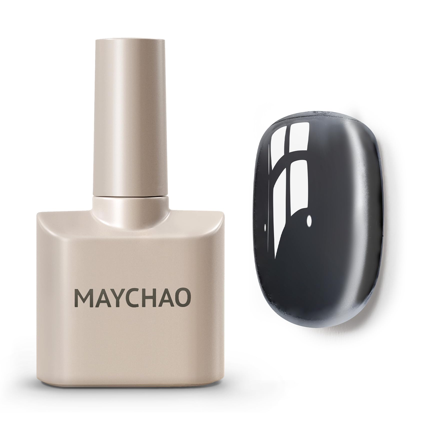 Maychao 15Ml Cat Eye Gel Nail Polish 1Pc Glassy Black Gel Polish With Magnet Soak Off Holographic Magnetic Nail Polish For Nail
