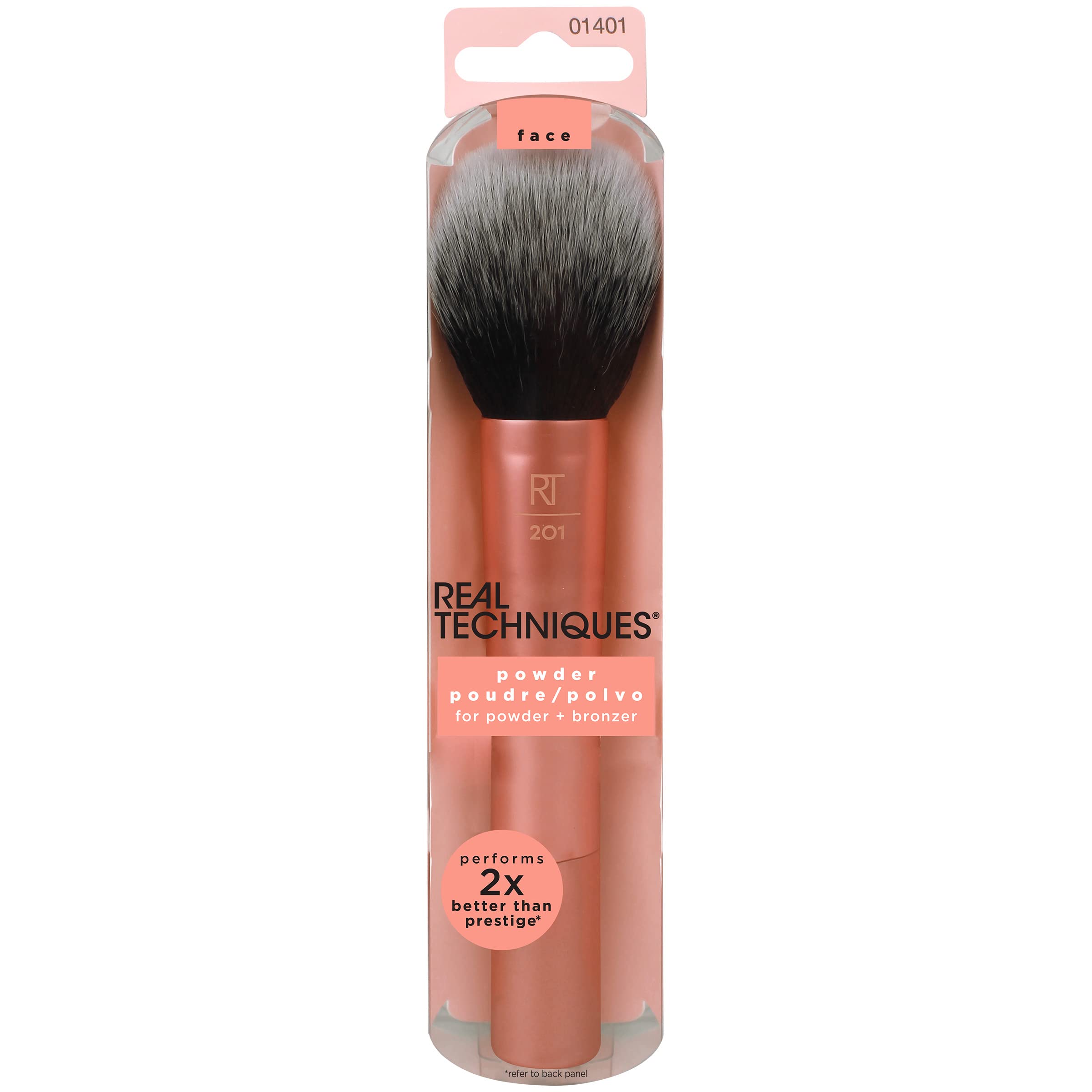 Real Techniques Powder Brush, Ultra Plush Synthetic Bristles, Aluminum Ferrules To Build Coverage, Cruelty Free, Mattified Finis