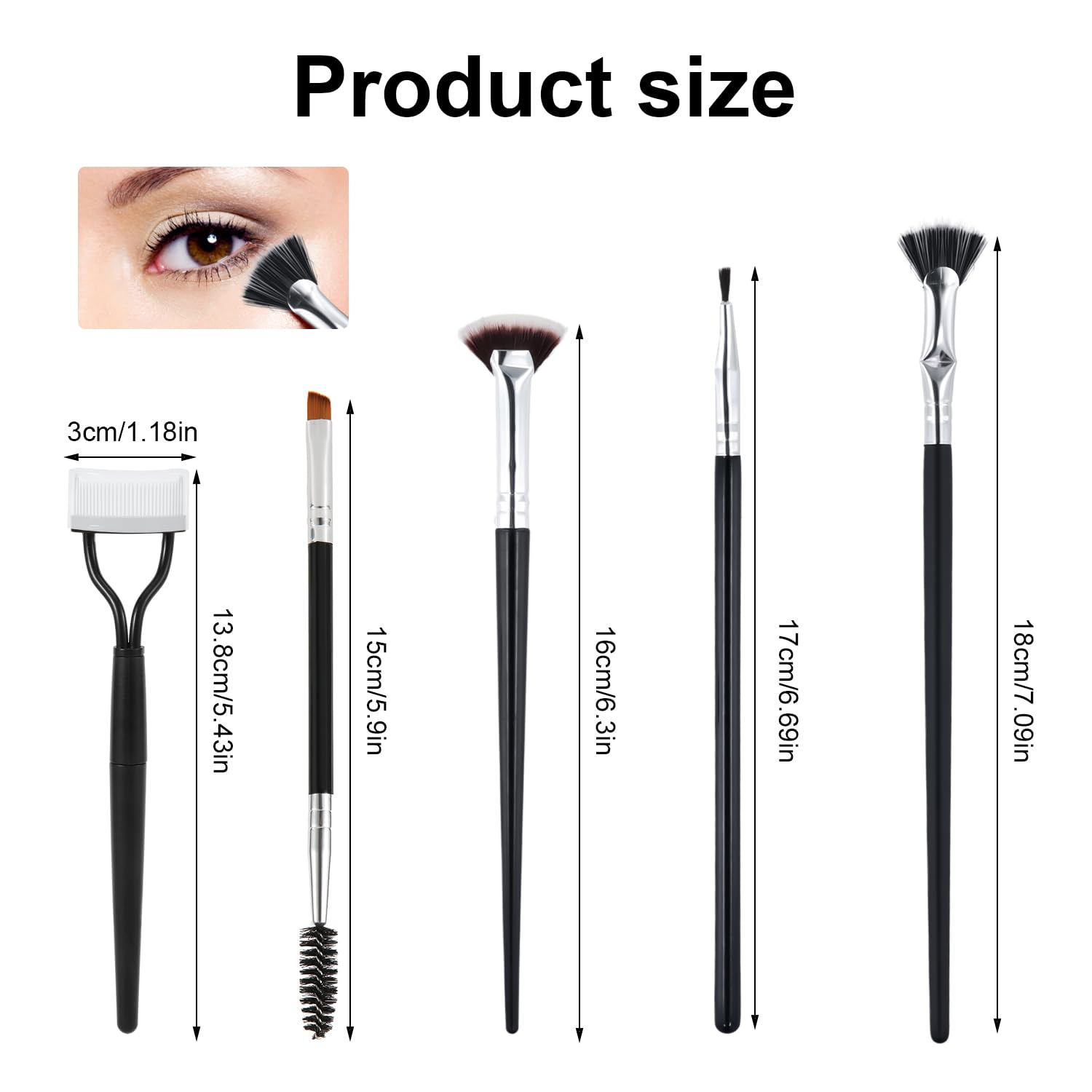 5pcs Makeup Brushes, Including Folding Angle Fan-Shaped Mascara Brush Scalloped Lash Brush Eyeliner Brush Foldable Steel Eyelash
