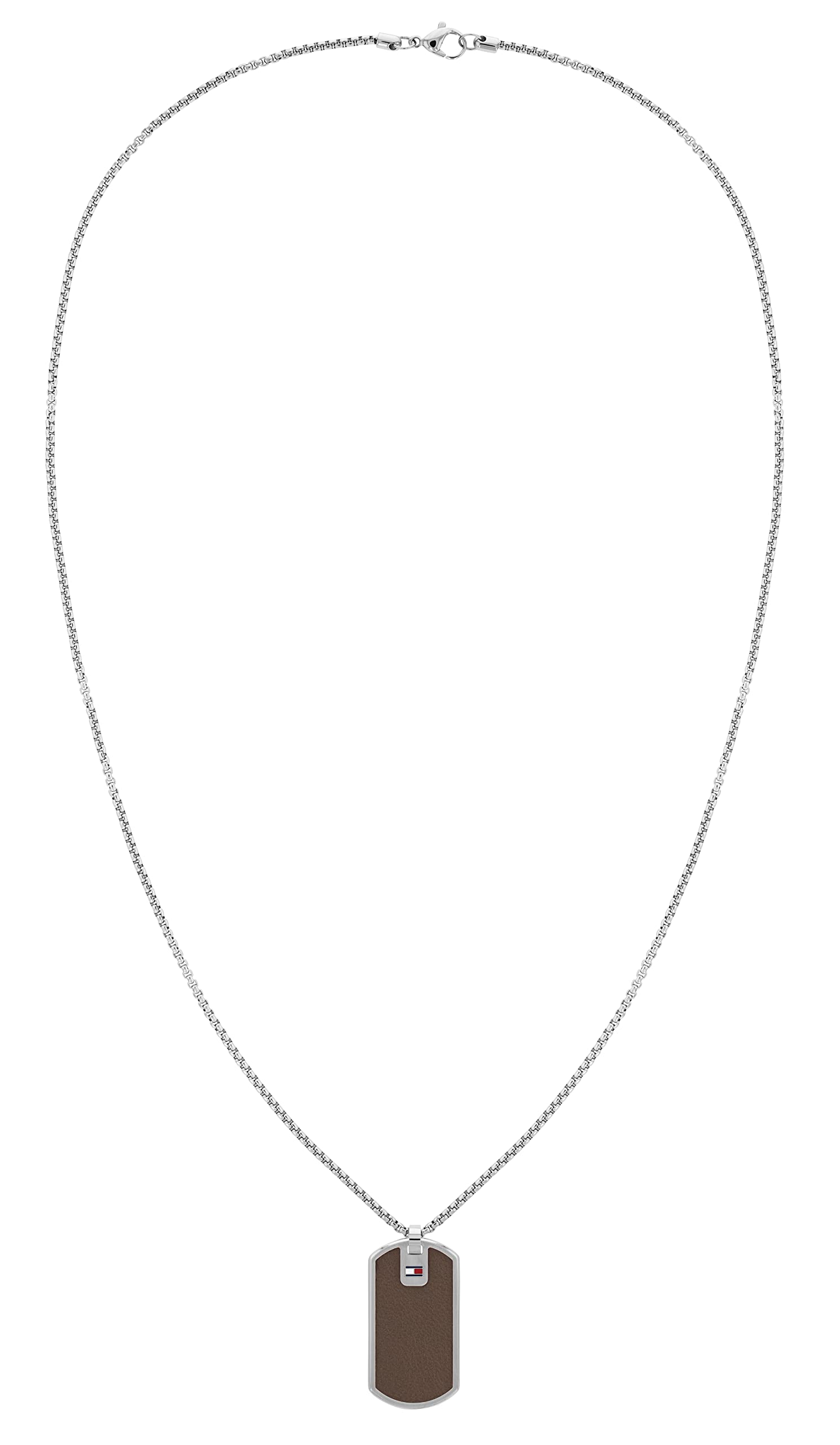 Tommy Hilfiger Mens Jewelry Stainless Steel, Brown Leather Necklace, Color: Brown (Model: 2790431)