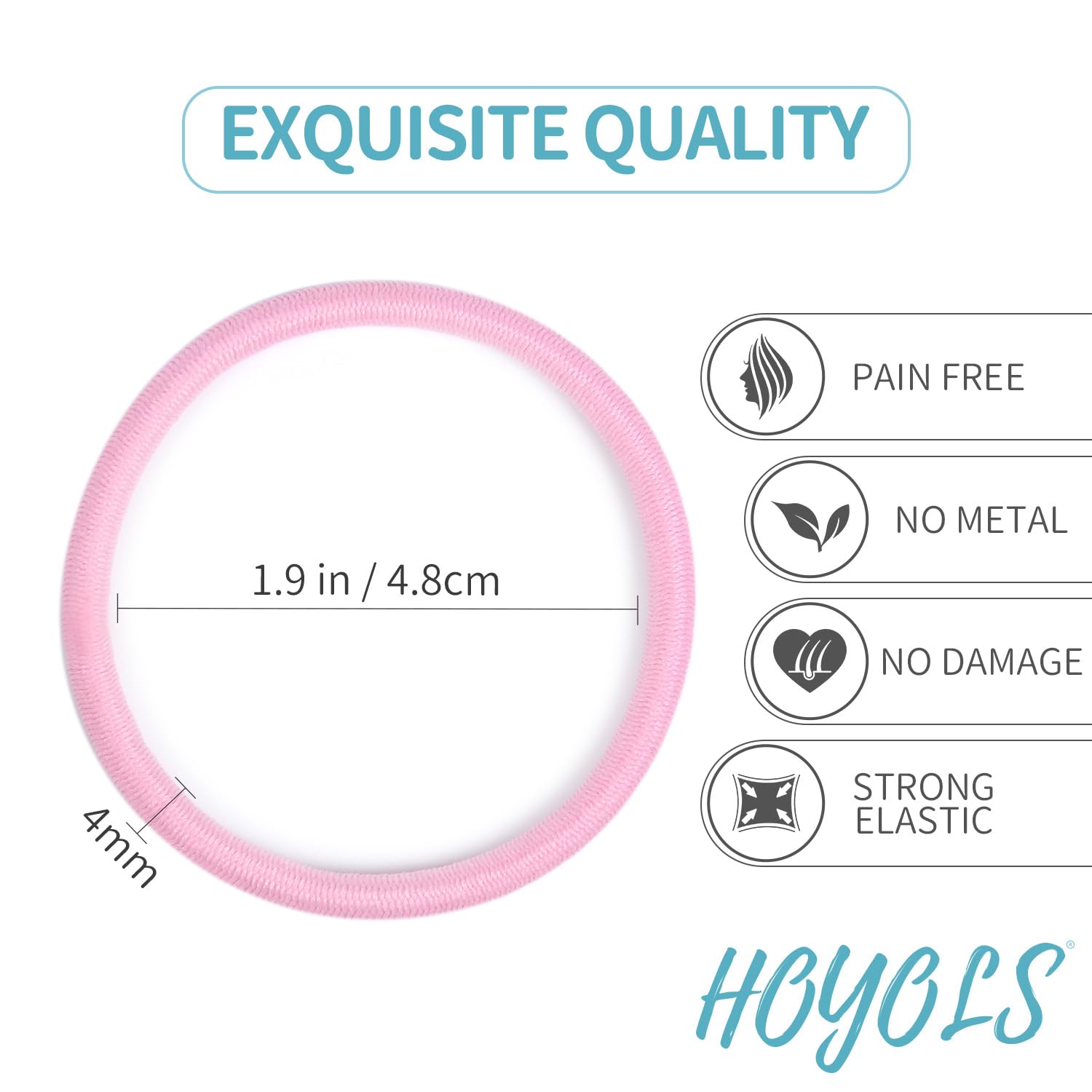 Hoyols Elastic Hair Ties For Women, 4Mm No Metal Hair Bands Colorful Ponytail Holders For Thick Curly No Crease No Damage Hair S