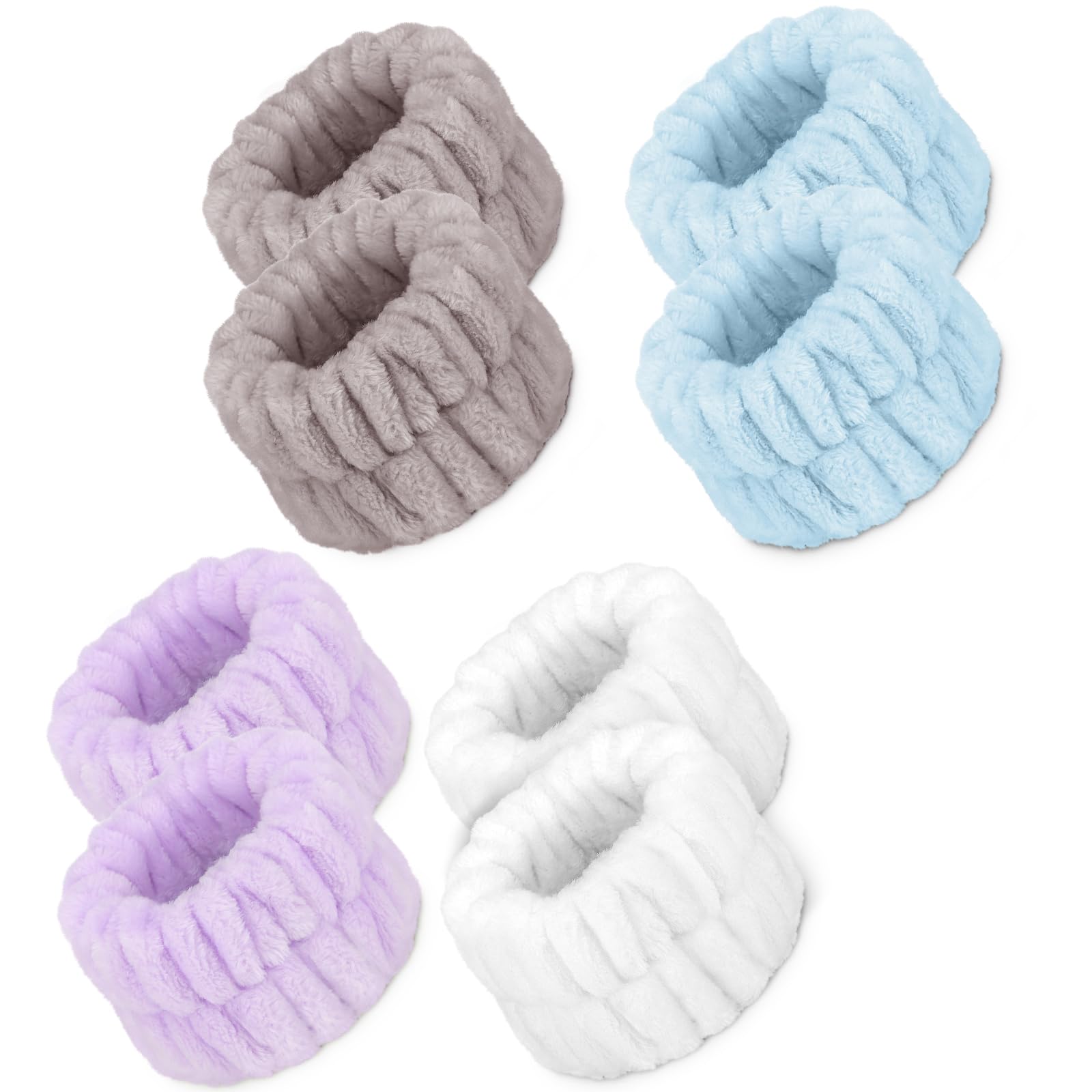 8 Pcs Absorbent Microfiber Women'S Spa Wristbands For Face Washing - Prevent Water From Spilling Down Your Arms