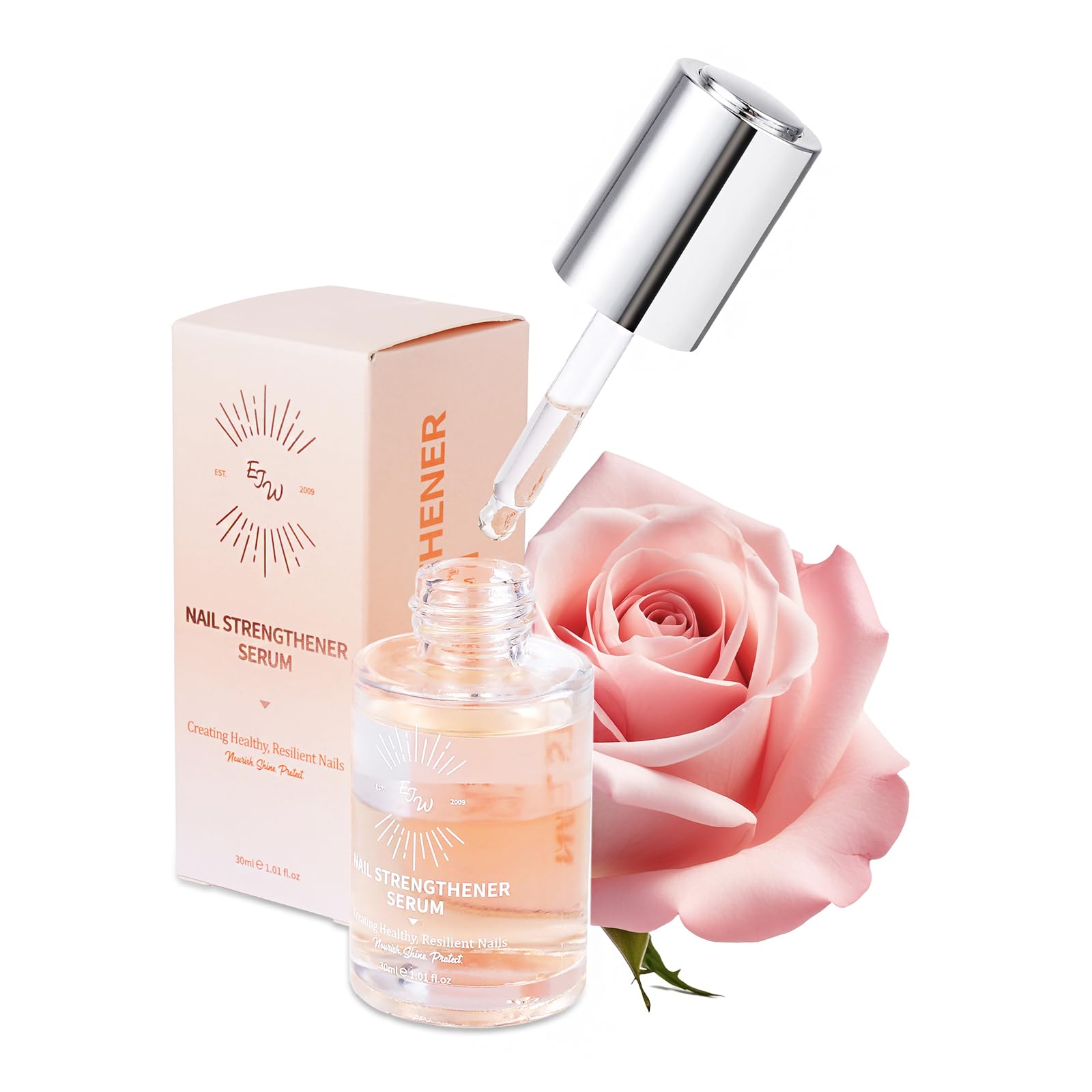 EJW Nail Strengthener - Growth & Conditioning Treatment for Thin, Weak, and Damaged Nails | 1.01 fl oz, Vegan & Cruelty-Free, Ba