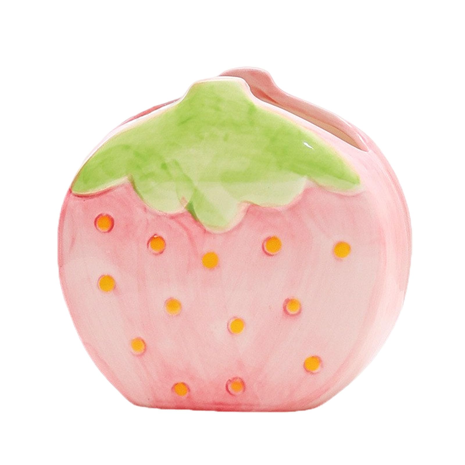 ZHU YU CHUN 1 PC Ceramic Strawberry Makeup Holder Makeup Organizer Pen Holder Desktop Organizer (Pink)