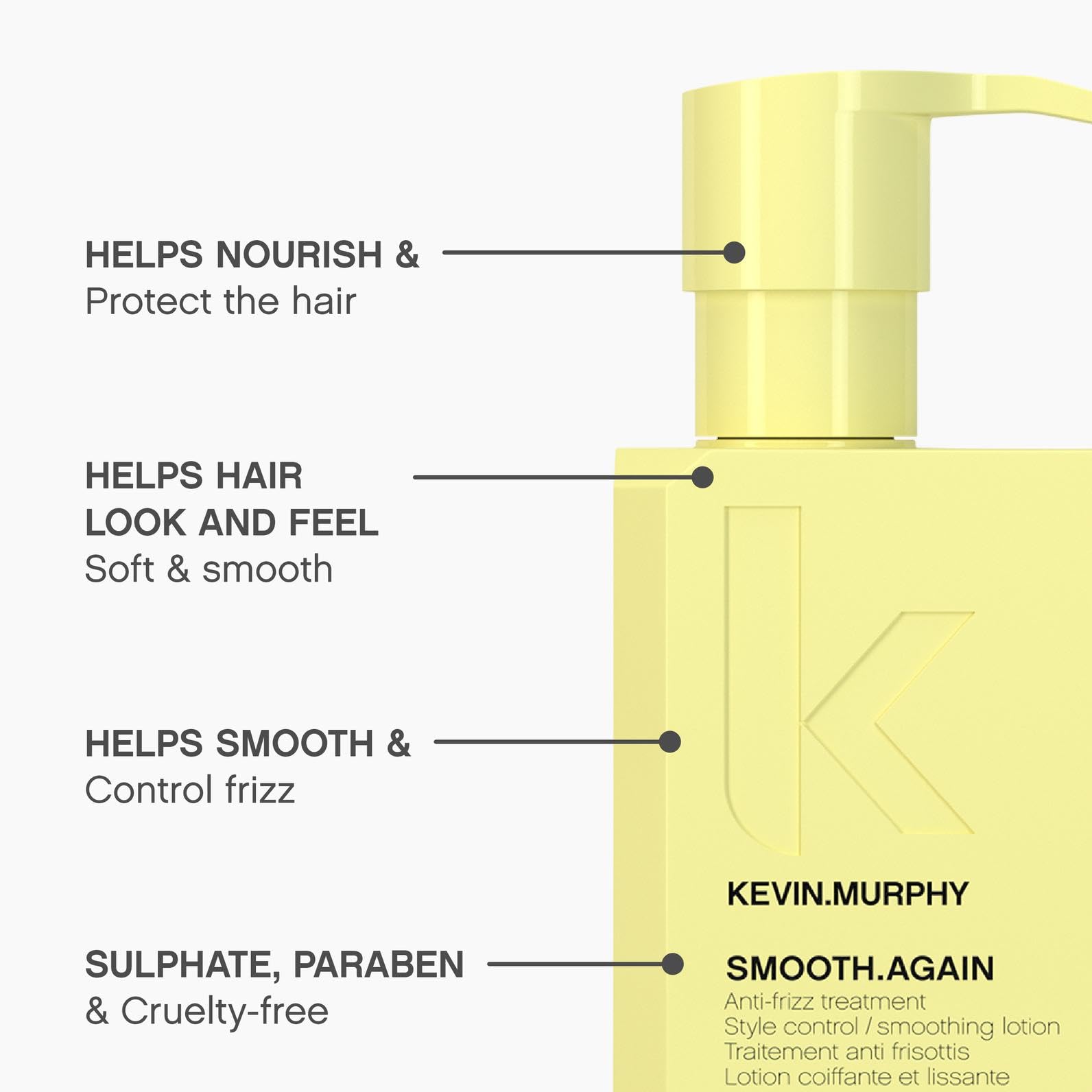 KEVIN.MURPHY SMOOTH.AGAIN - Smoothing, Leave-In Conditioner - For Thick, Coarse & Unruly Hair - Anti-Frizz Hair Treatment - Styl