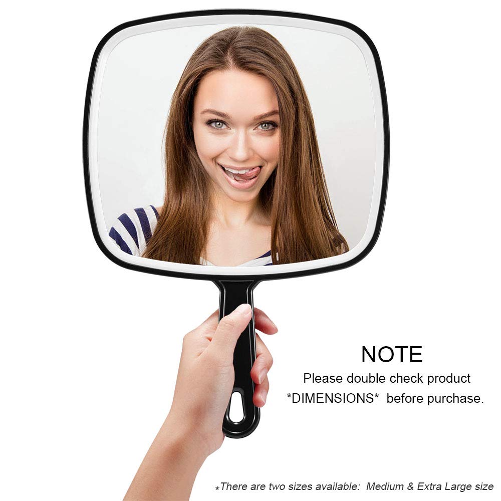 Omiro Hand Mirror, Extra Large Black Handheld Mirror With Handle, 9'' W X 12.4'' L