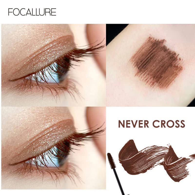 Veronni Brown Waterproof Mascara,Curlingthick Lengthening Eyelash Mascara,Lifts And Extends Lash Length, Clump Resistant,Non-Smu