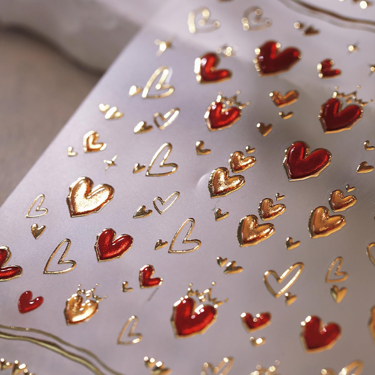 Valentine'S Day 5D Embossed Nail Art Stickers Gold Heart Nail Decals Self Adhesive Bronzing Star Moon Nail Stickers Valentines P