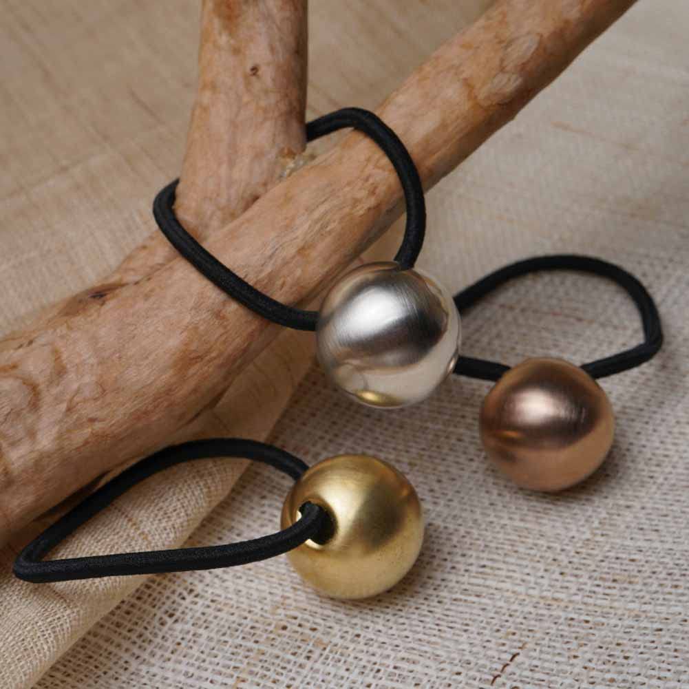 3 Pcs Metal Ball Hair Ties Elastic Hair Bands Simple Round Ball Hair Ropes Ponytail Holder Hair Accessories for Women and Girls