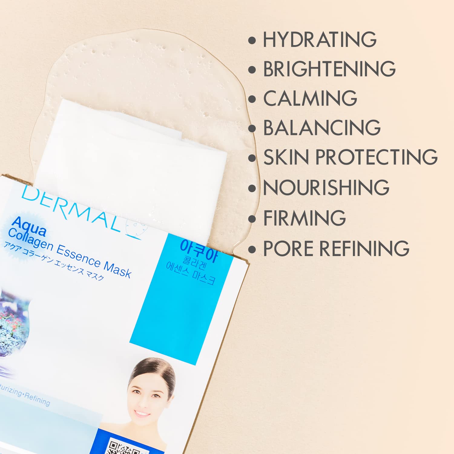 Dermal 12 Combo Pack Collagen Essence Korean Face Mask Best Value Set - Hydrating & Soothing Facial Mask With Panthenol - Hypoal