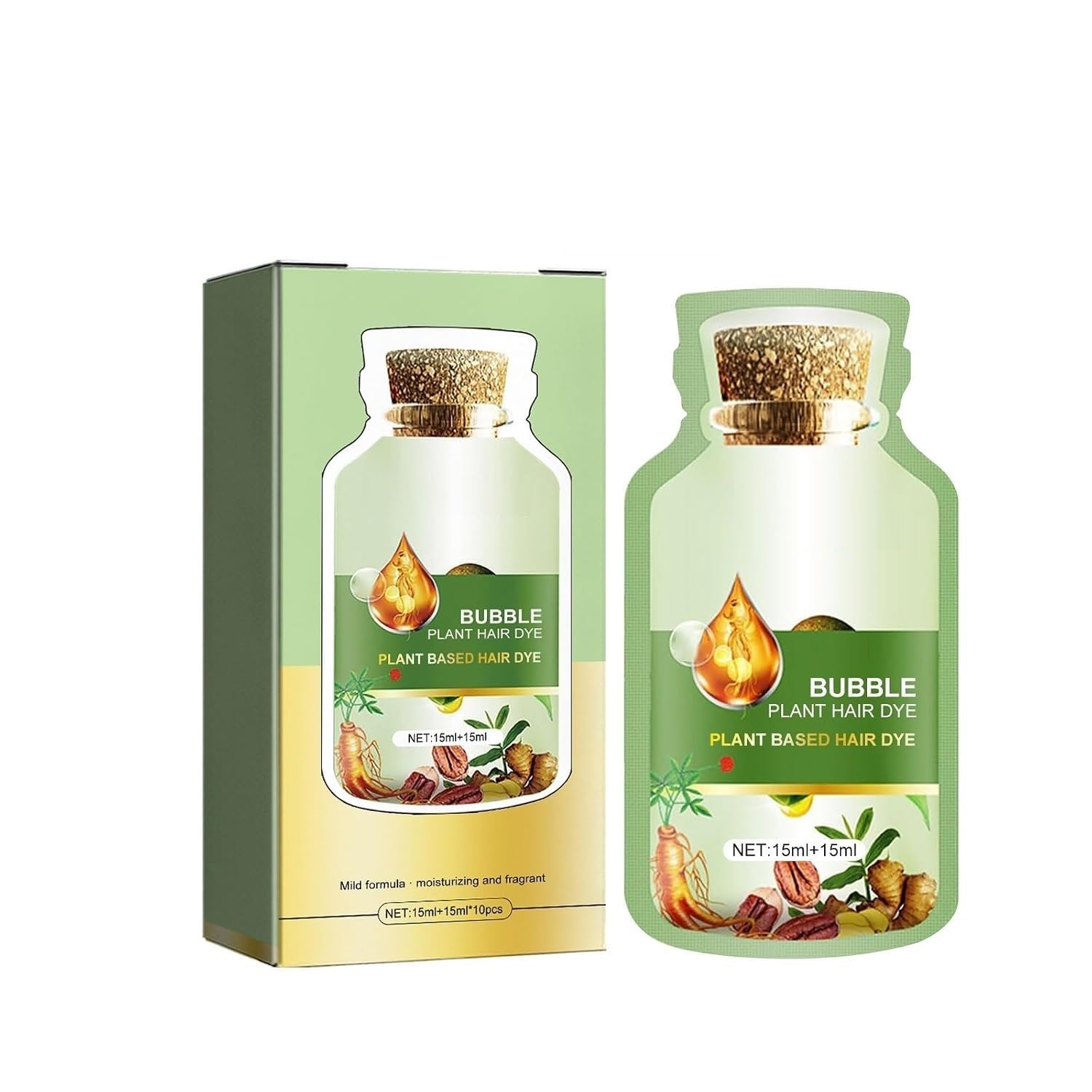 Natural Plant Hair Dye, New NonDamage Suitable for Grey Hair Color Bubble Dye Shampoo.(Natural Black)