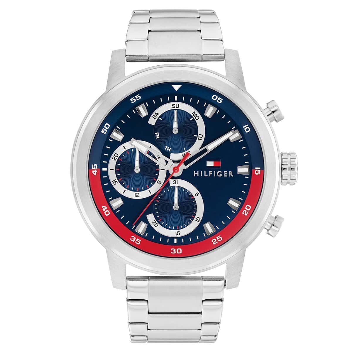 Tommy Hilfiger Rocky Quartz Analog With Blue Dial Silver Stainless Steel Strap Watch For Men  Th1792179