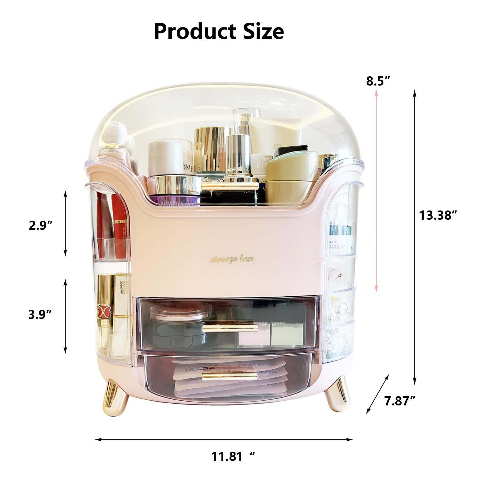 Omeily Upgrade Large Makeup Organizer Countertop Vanity Case Skin Care Cosmetic Storage Box Bathroom Counter Perfume Skincare Or