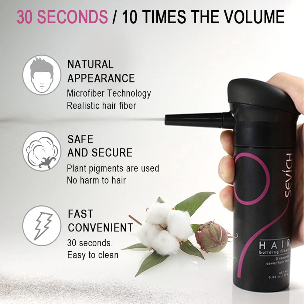 SEVICH Hair Fibers for Thinning Hair, Hair Building Fibers Instantly Thicker & Fuller Look,Hair Powder for Men & Women 25g Light