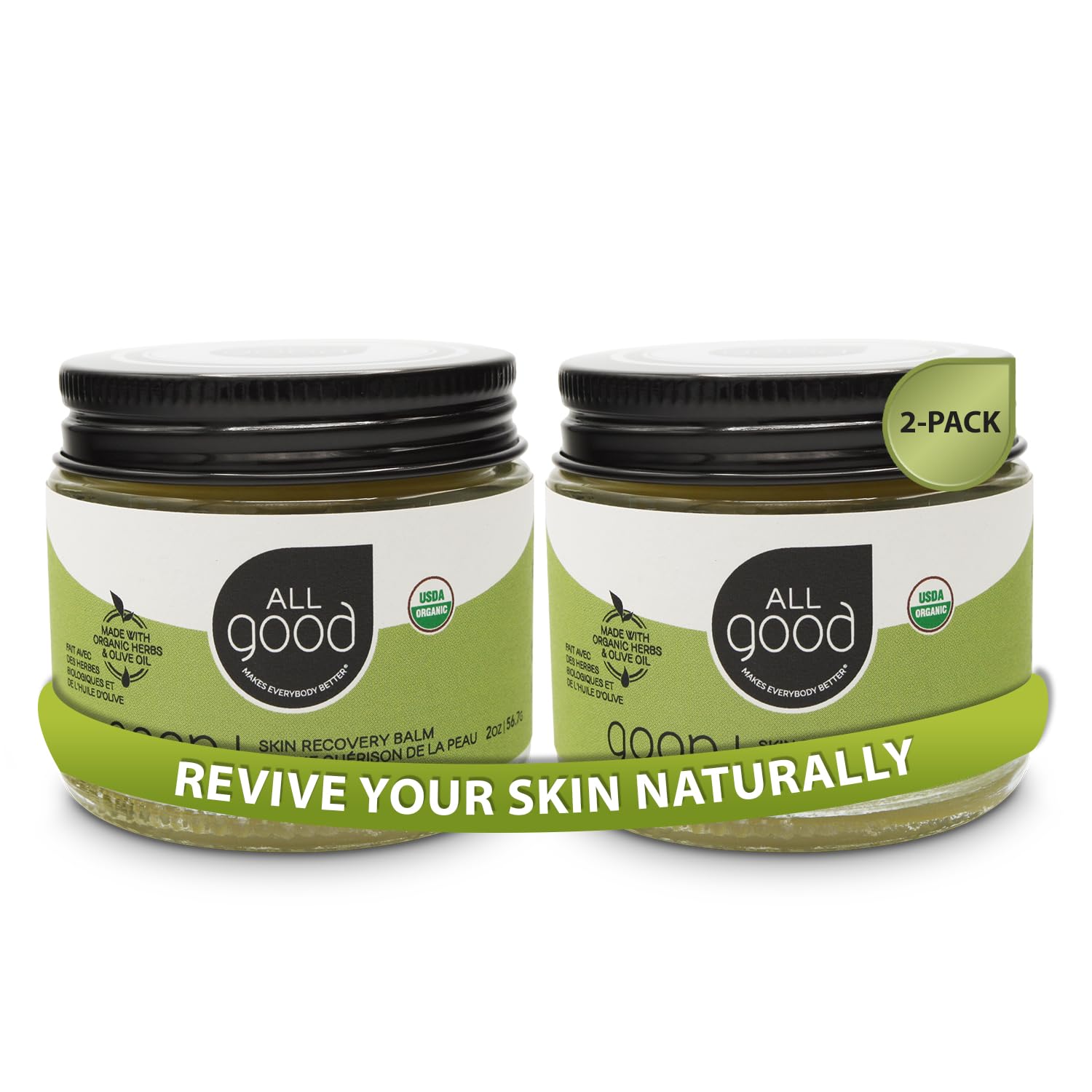 All Good Goop Organic Skin Care Recovery Balm - All Purpose Ointment w/Calendula, Lavender, Beeswax - Chafing Cream, Dry Skin Sa