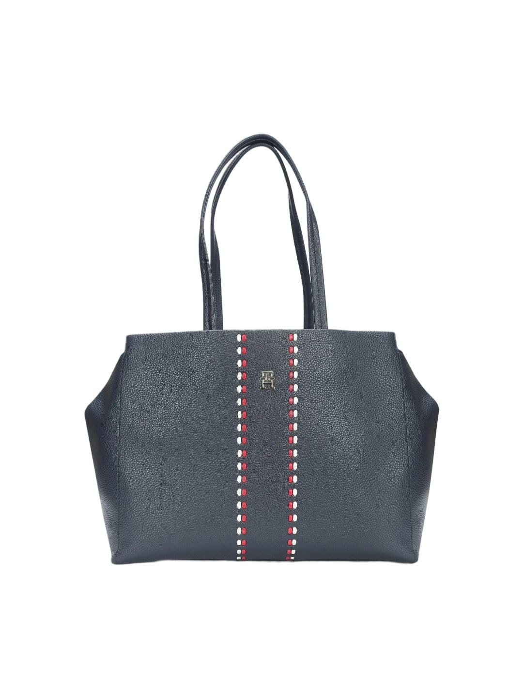 Tommy Hilfiger Solid Blue Polyurethane Tote Bag