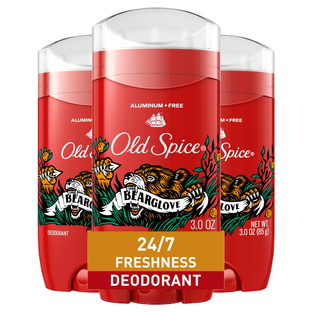 Old Spice Aluminum Free Deodorant for Men, 24/7 Odor Protection, 24/7 Freshness & Lasting Scent, Goes on Clear, Bearglove with C