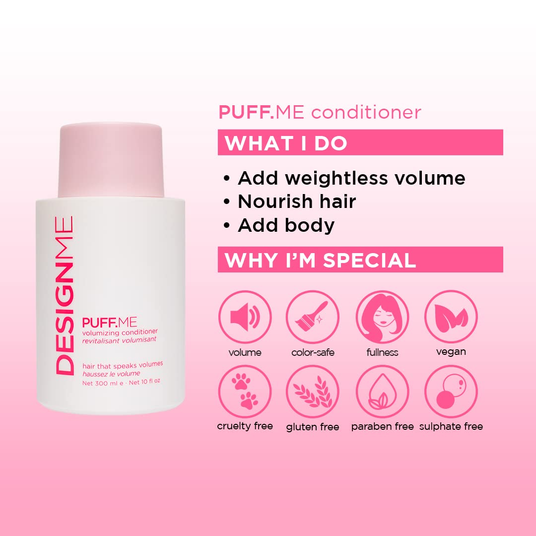 PUFF.ME Volumizing Conditioner by DESIGNME | Hydrating, Adds Volume, Body and Shine for Thicker & Bouncier Hair | For Fine & Med