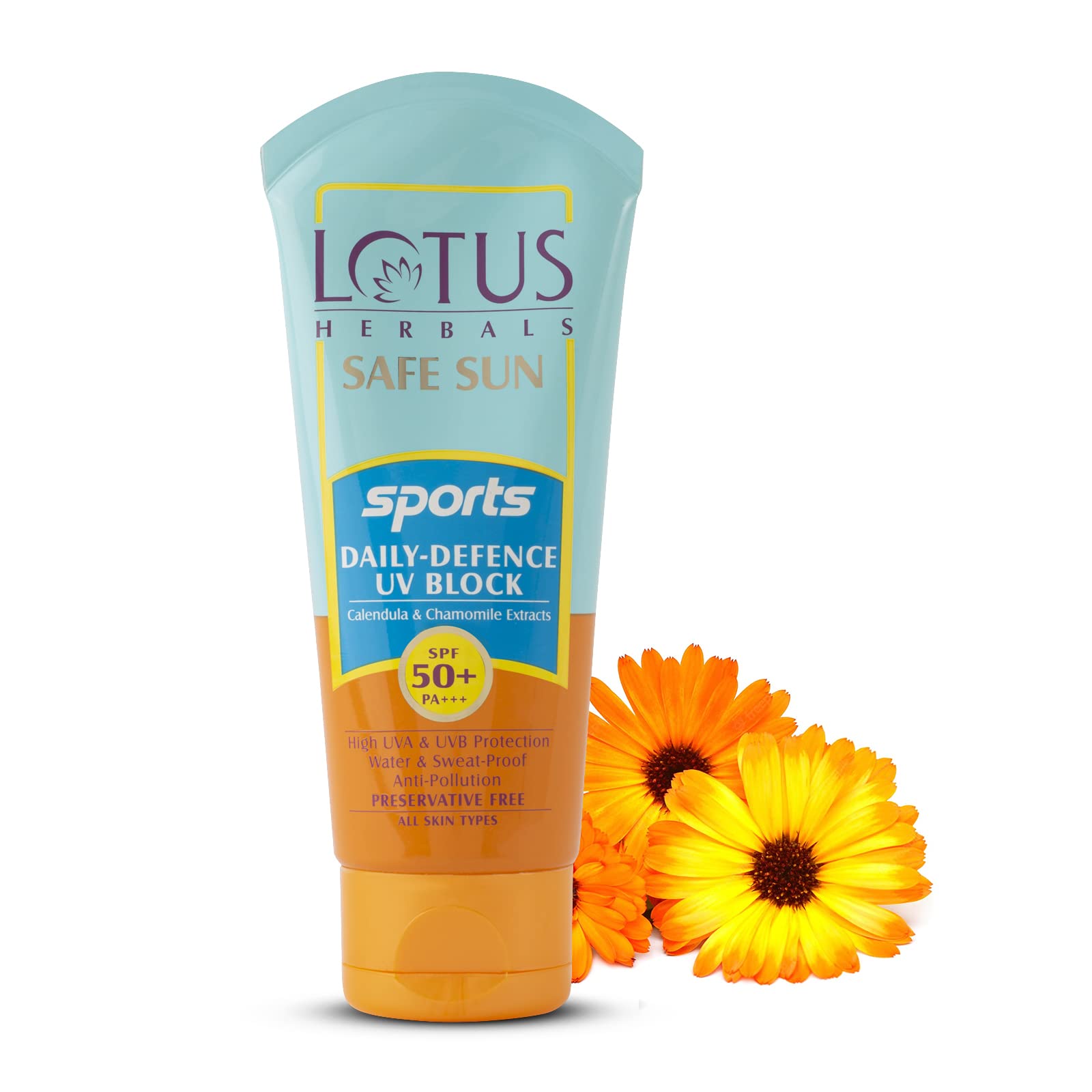 Lotus Herbals Safe Sun Sports DailyDefence Sunblock Sunscreen for Normal Skin | SPF 50 | PA+++ | Preservative Free | AntiPollu