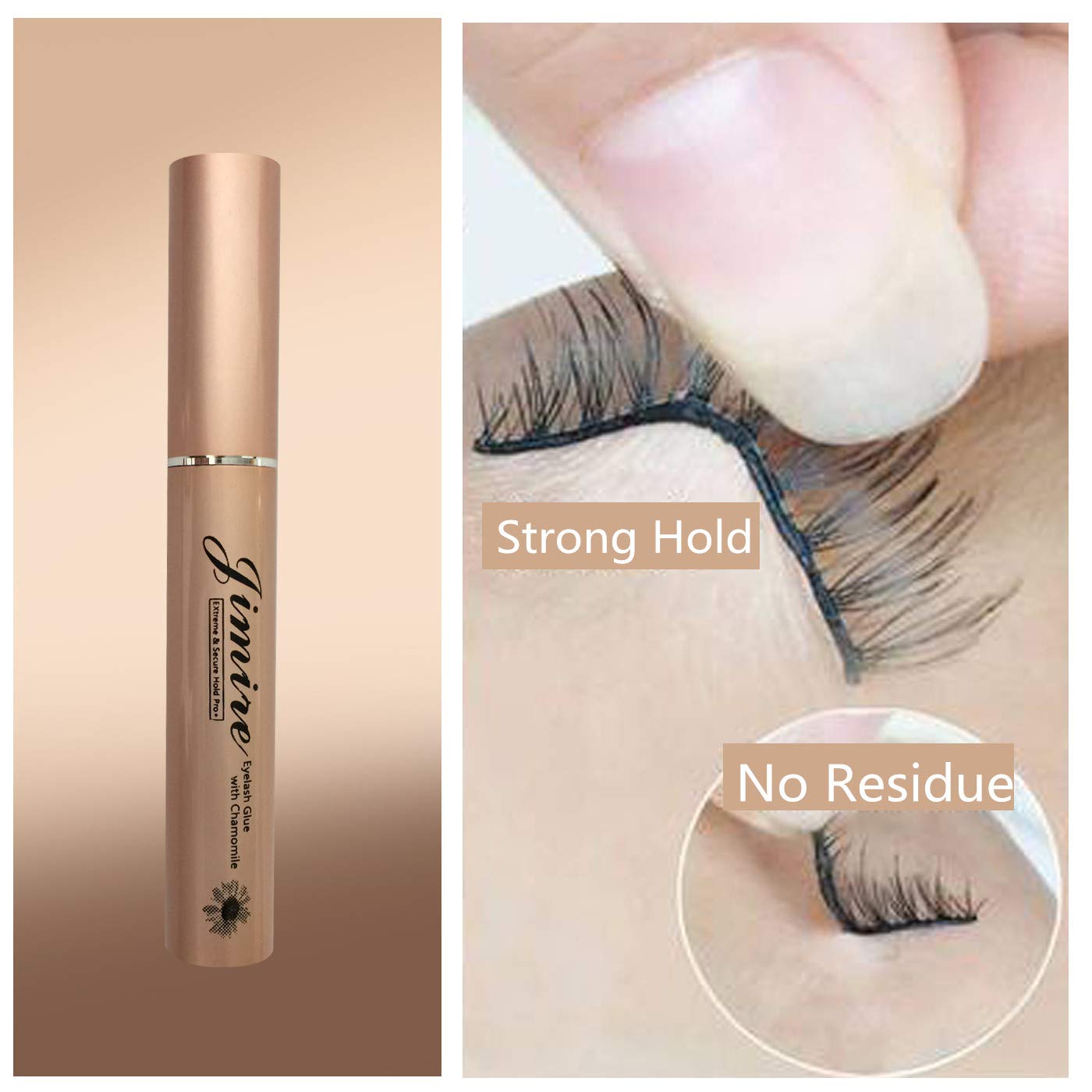 JIMIRE Eyelash Glue Clear | Secure Hold for False Eyelashes | Latex-Free Eyelash Adhesive with Chamomile Suitable for Sensitive