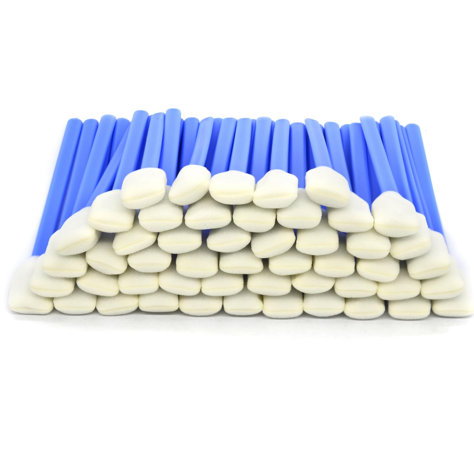(100pcs) 5.11'' Square Rectangle Foam Cleaning Swab Sticks-Blue