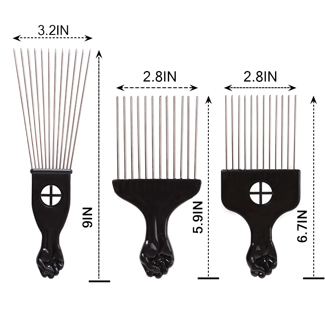 Cookoo 6 Pack Mixed Metal Afro Hair Pick Hair Comb For Women And Men For Thick Natural Curly Hair Detangle Wig Anti Static Styli