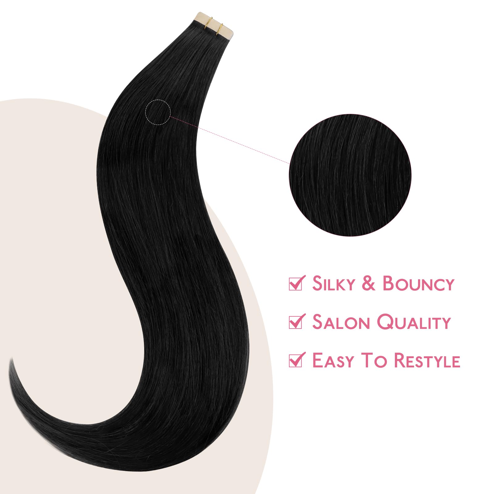 Wennalife Tape In Hair Extensions Human Hair Purple Tape In Extensions, 10Pcs 25G 16 Inch Remy Invisible Tape Ins Straight Color