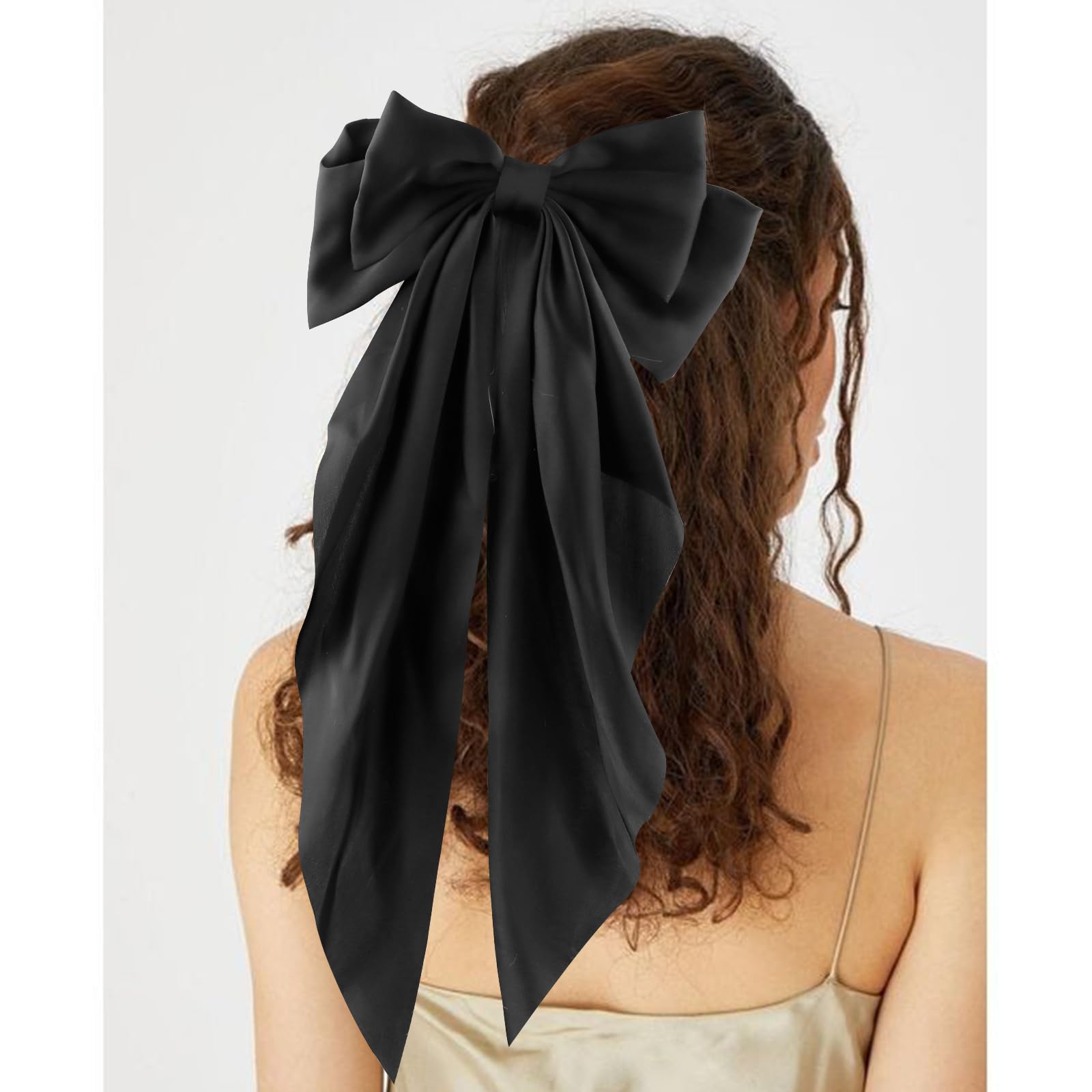 3Pcs Silky Satin Hair Bows For Women Hair Ribbons For Girls Big Bow Hair Ties Large Hair Barrettes For Girl French Cute Hair Cli
