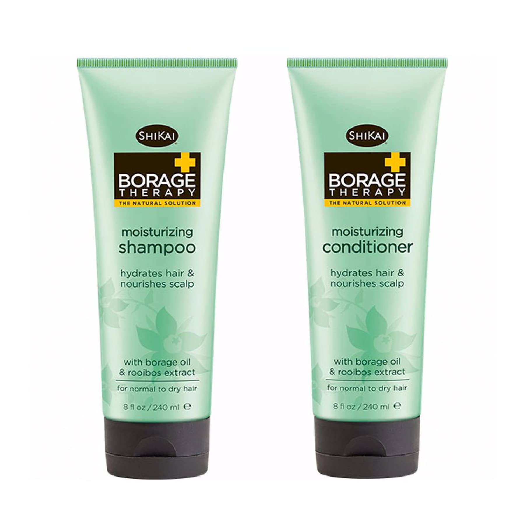 ShiKai Borage Shampoo & Conditioner Set, 8 oz (2-Pack) - Rich in Botanicals, Helps Relieve and Moisturize Dry Scalp & Hair, Soft