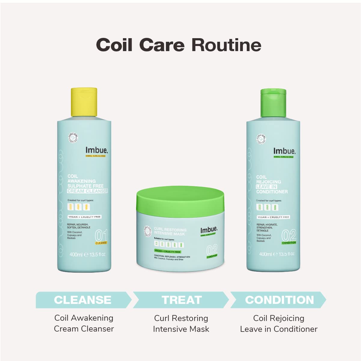 Imbue Leave-In Curly Hair Conditioner, 4A-4C Natural Hair Friendly, 13.5 Fl Oz, Curl Cream, Paraben Free, Cruelty Free, Vegan, F